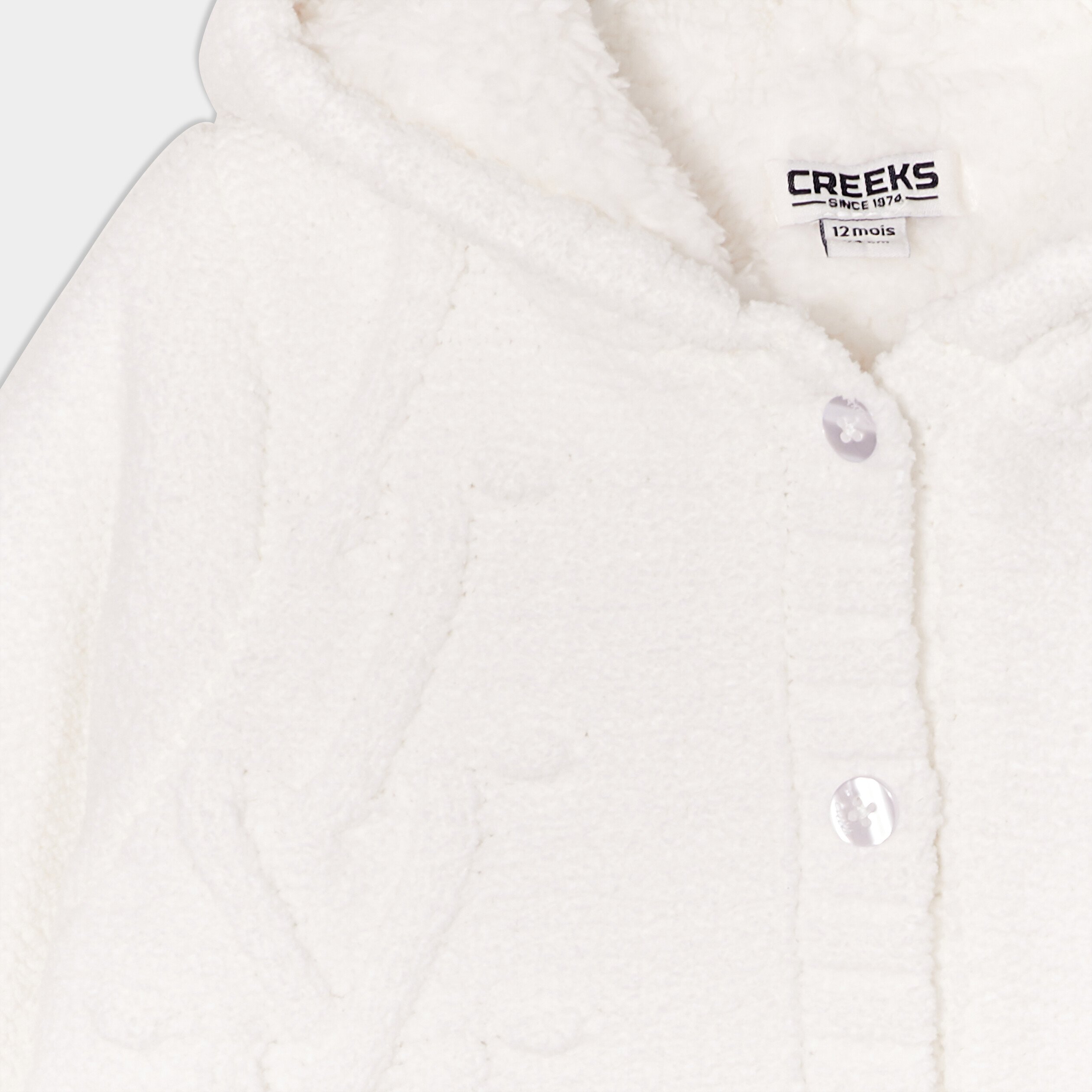 gilet fourre torsades a capuche creeks blanc bebef Gilet fourré torsades à capuche Creeks blanc bébé fille