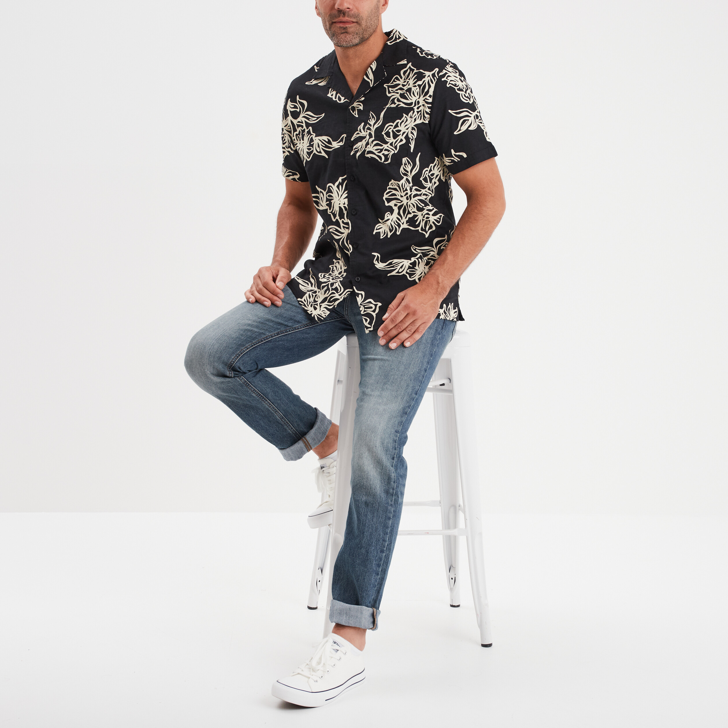 Chemise manches courtes Liberto noir homme
