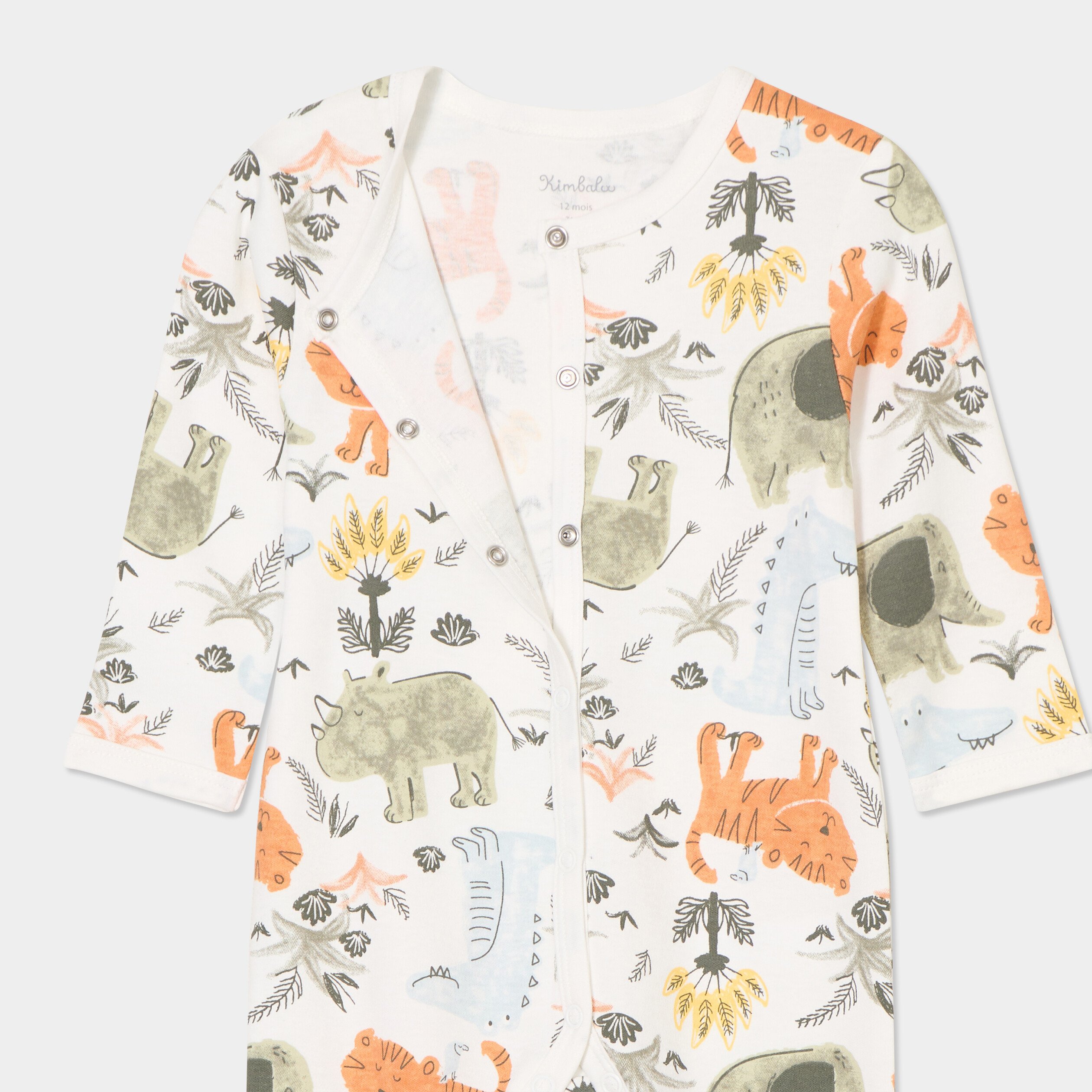 dors bien coton manches longues boutonne ecru bebe Dors-bien coton manches longues boutonné ecru bébé