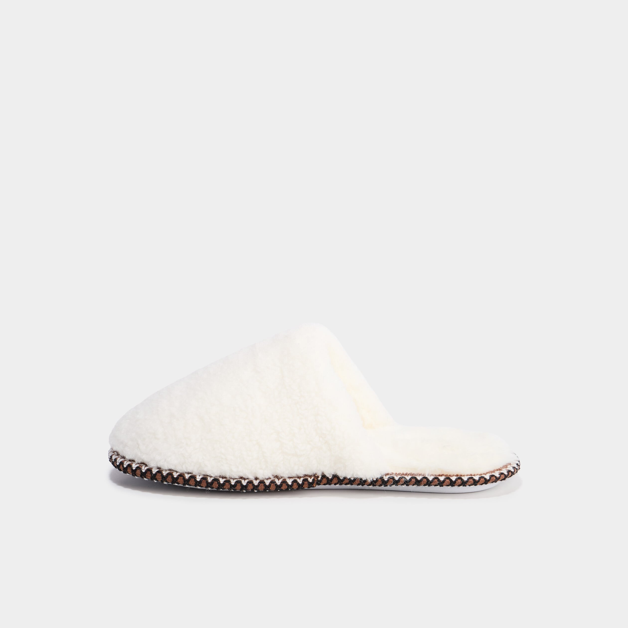 Chaussons mules effet polaire blanc femme