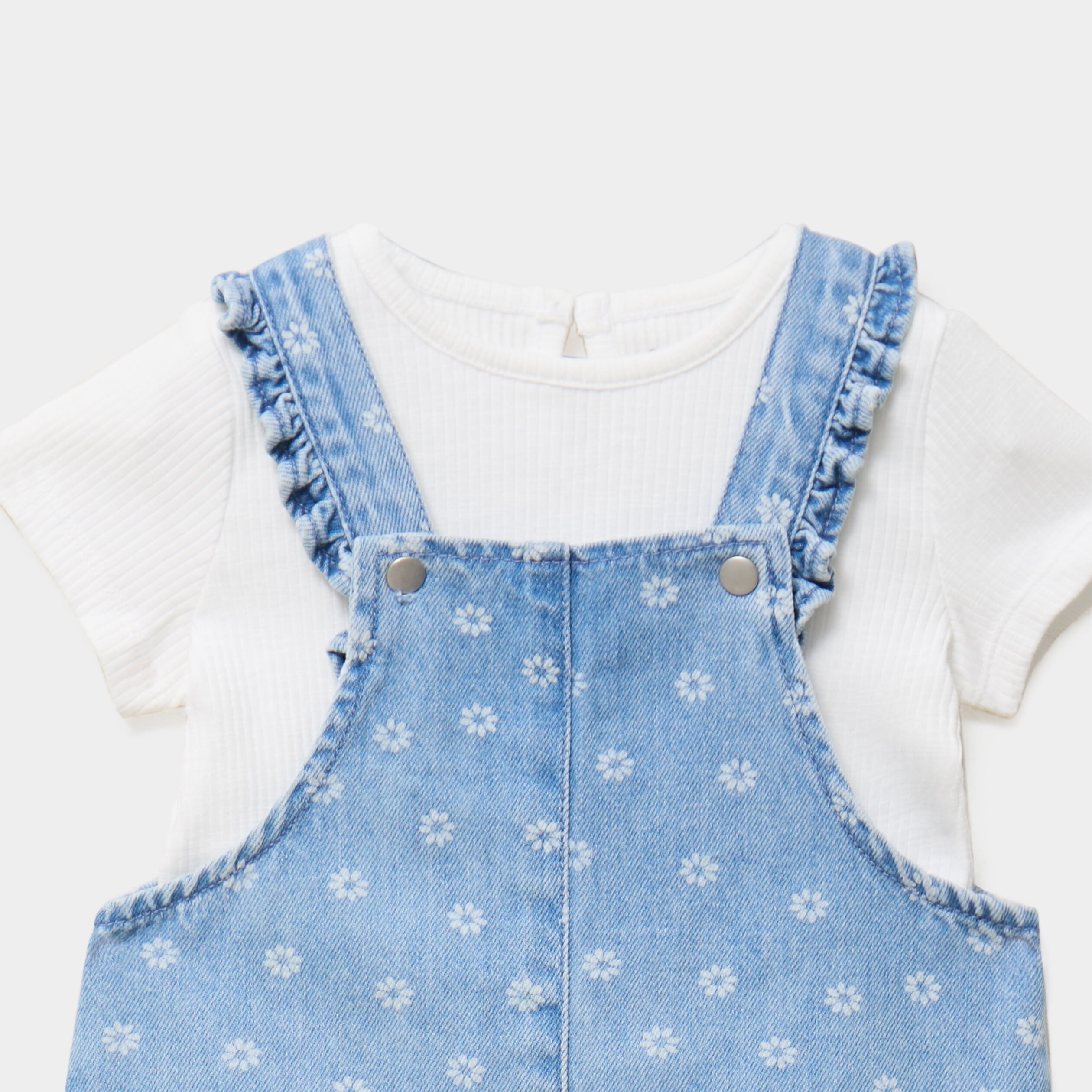 Ensemble robe t-shirt bandeau coton denim triple stone b&eacute;b&eacute; fille