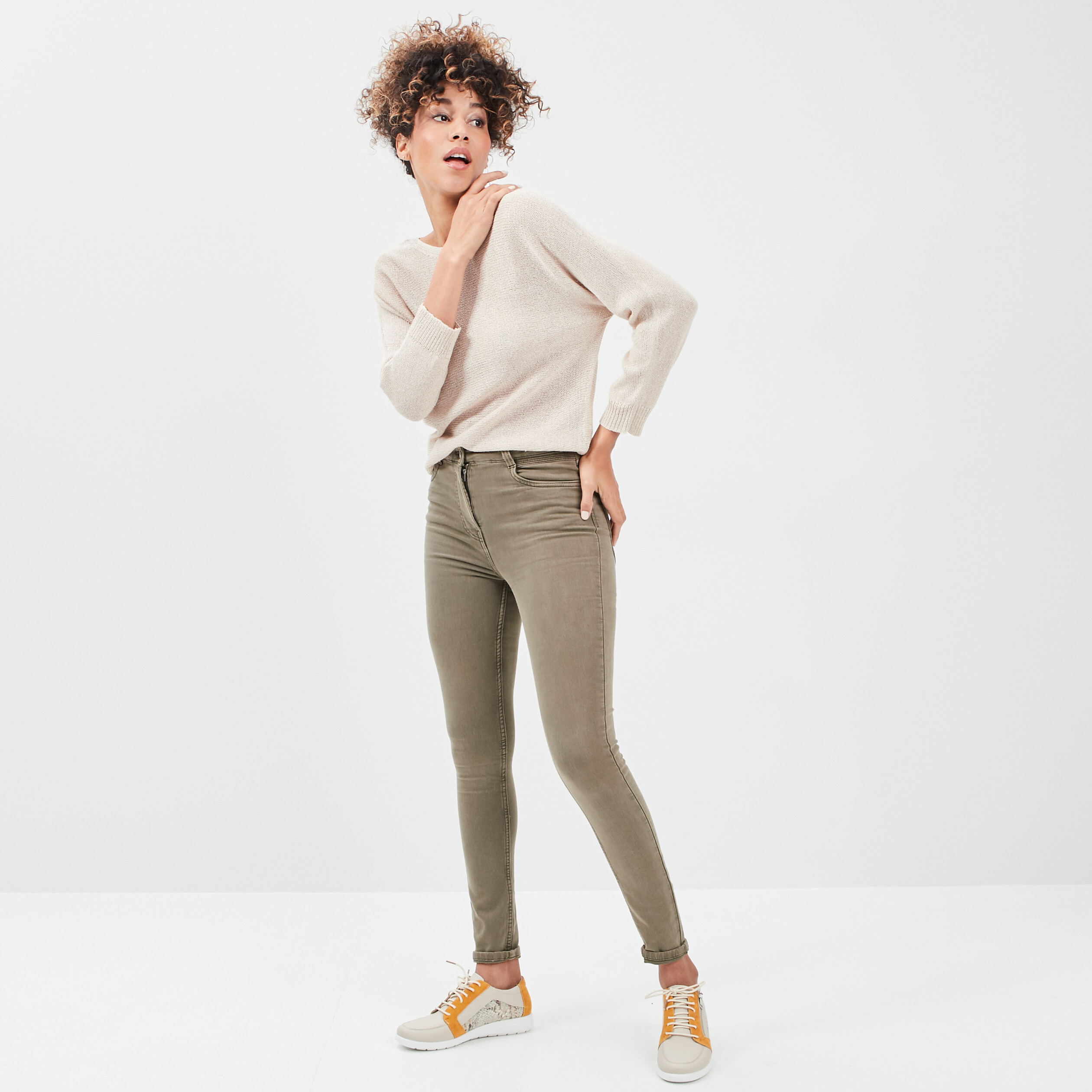 Pull manches longues sable femme