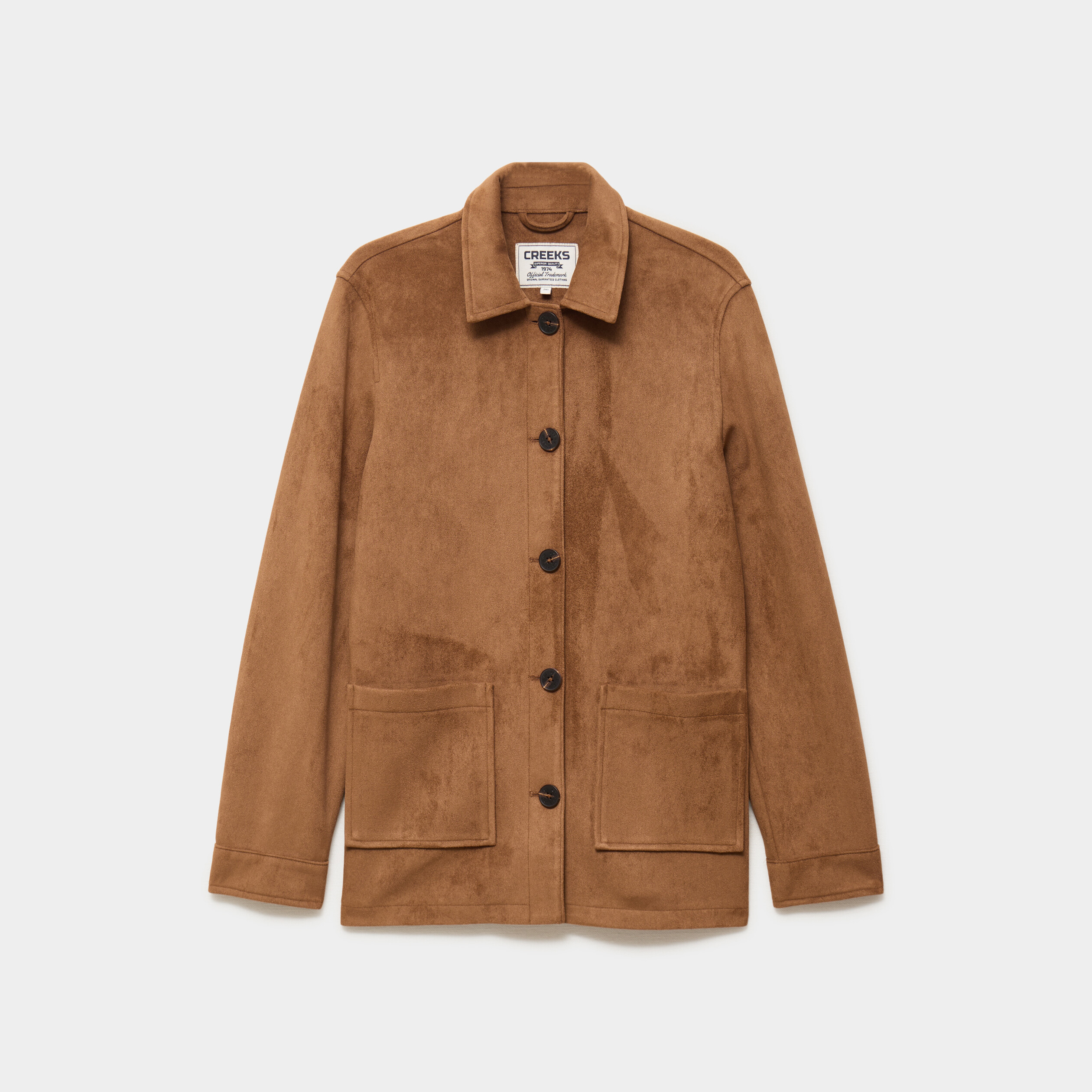 Veste effet su&eacute;dine boutonn&eacute;e camel femme