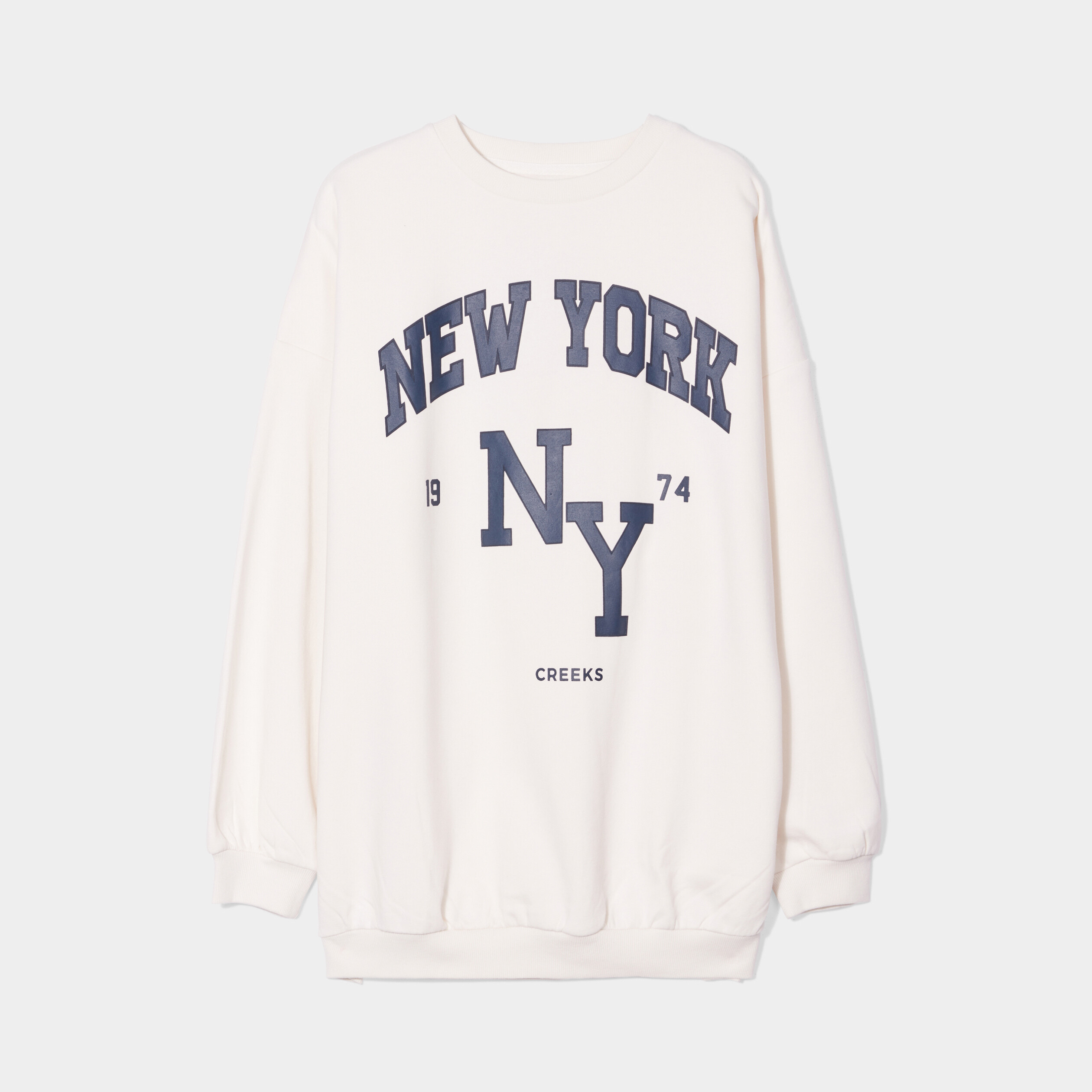 Sweat oversize mi-long col rond Creeks creme femme