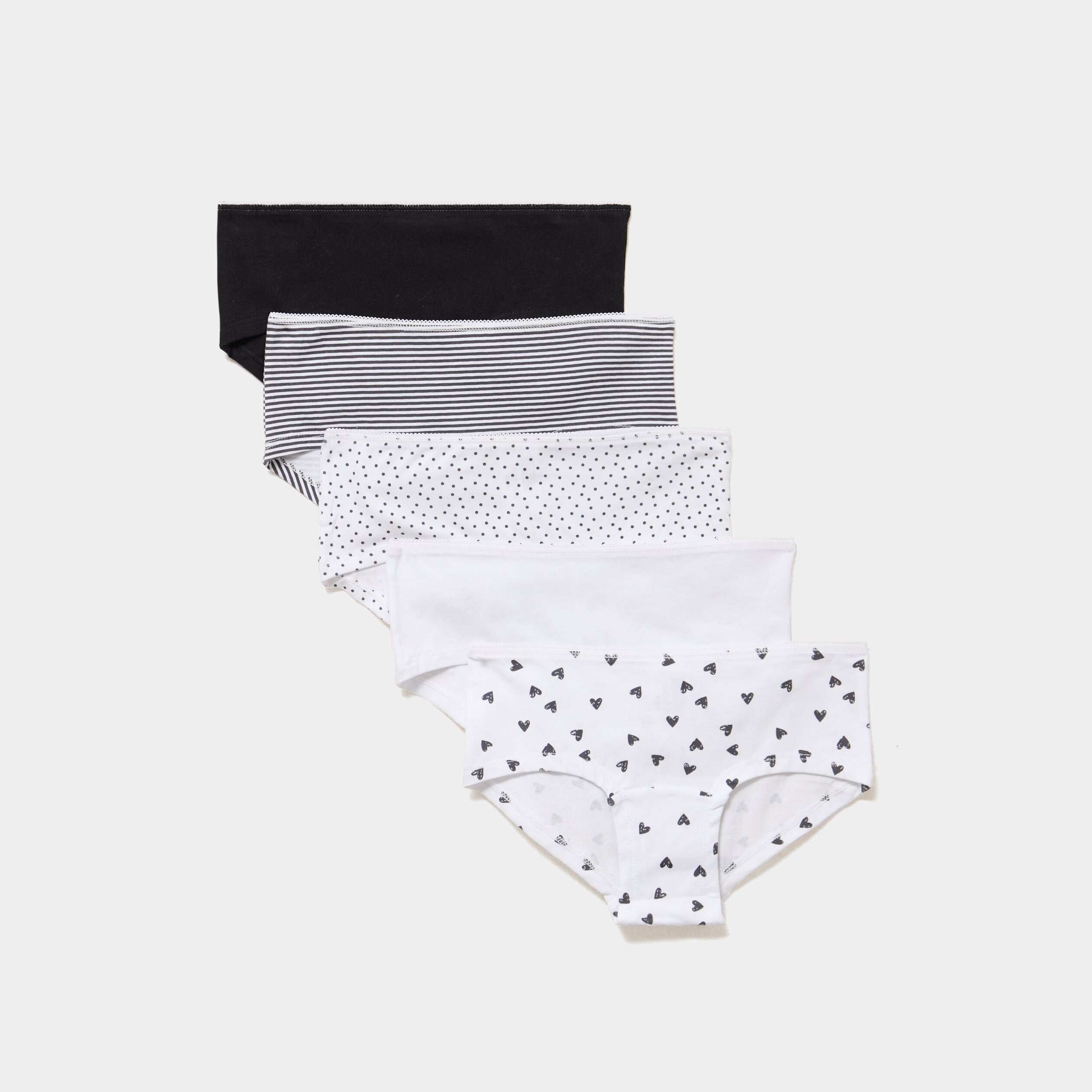 Lot 5 shortys coton majoritaire noir fille