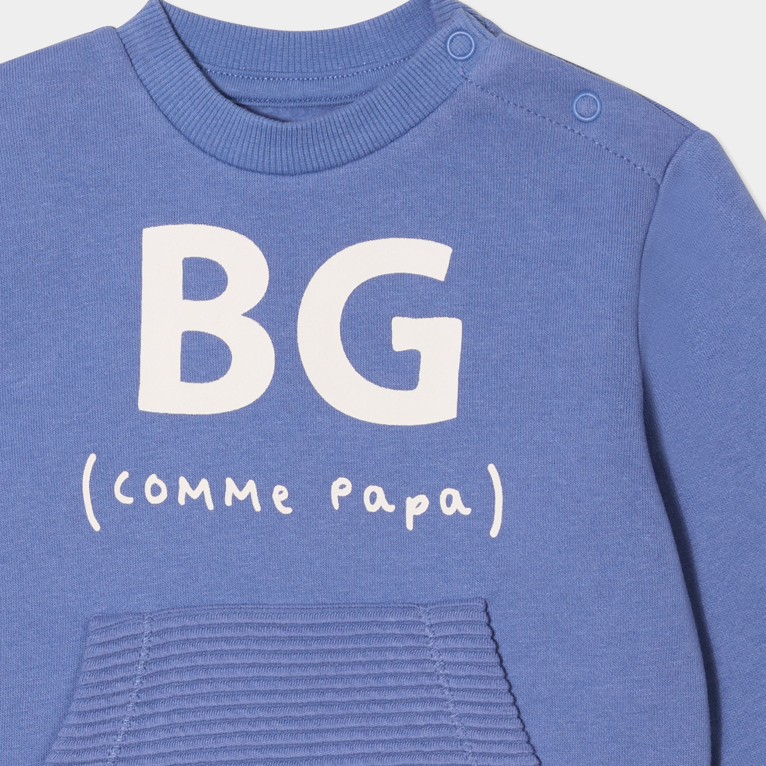 sweat manches longues avec poche bleu lavande bebeg Sweat manches longues avec poche bleu lavande bébé garçon