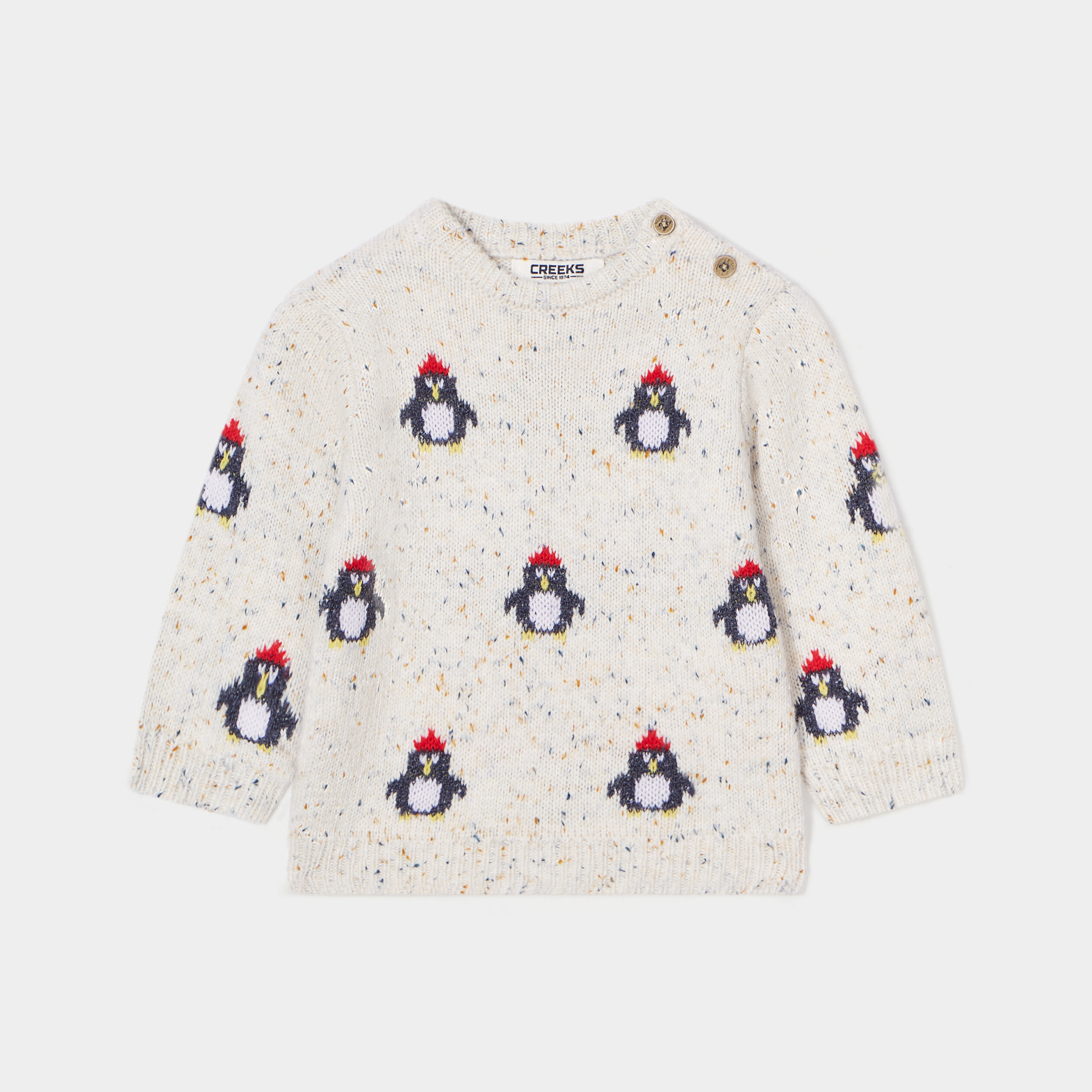 pull col rond epaule boutonnee creeks blanc bebeg Pull col rond épaule boutonnée Creeks blanc bébé garçon