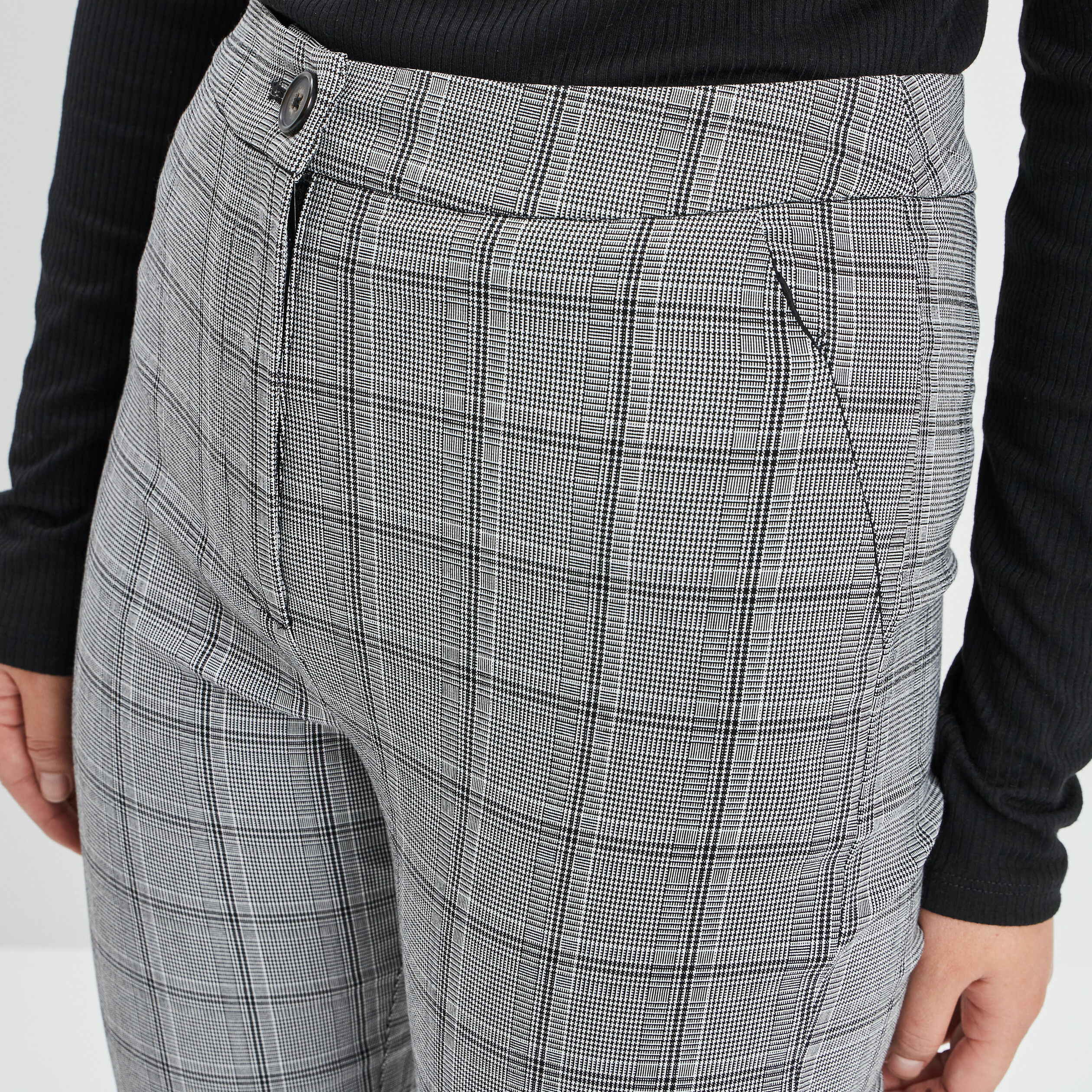 pantalon droit taille haute gris femme Pantalon droit taille haute gris femme
