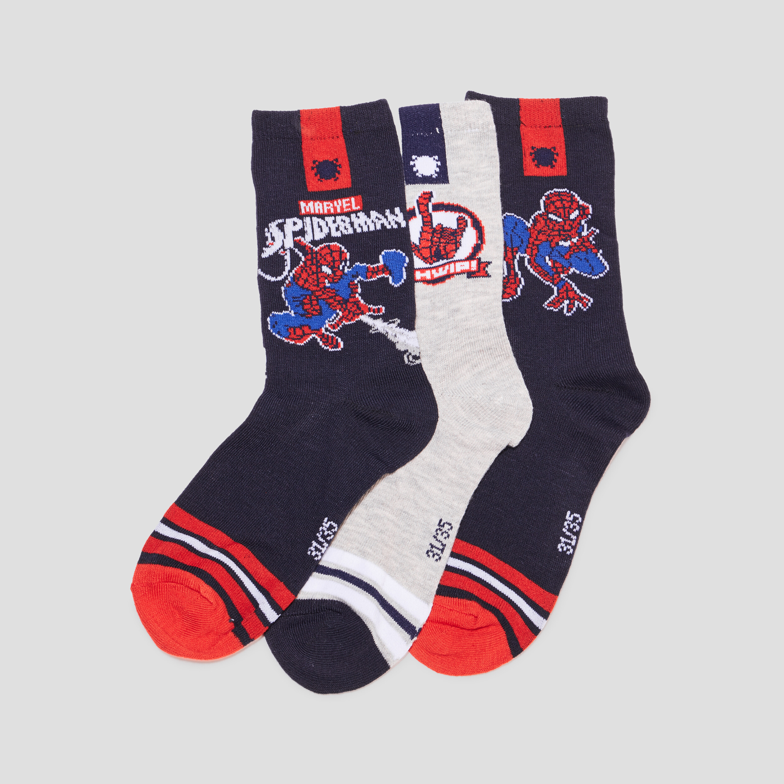 lot de 3 paires chaussettes spider man gris fonce garcon Lot de 3 paires chaussettes Spider-Man gris foncé garçon