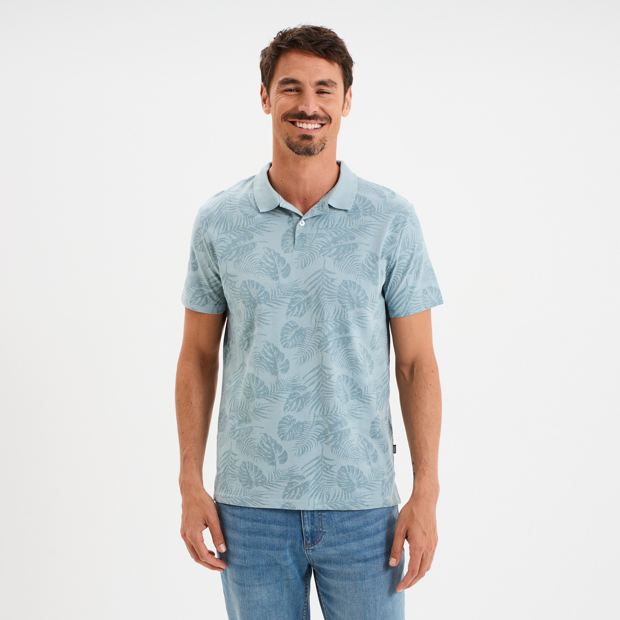 polo manches courtes coton bleu gris homme Polo manches courtes coton bleu gris homme
