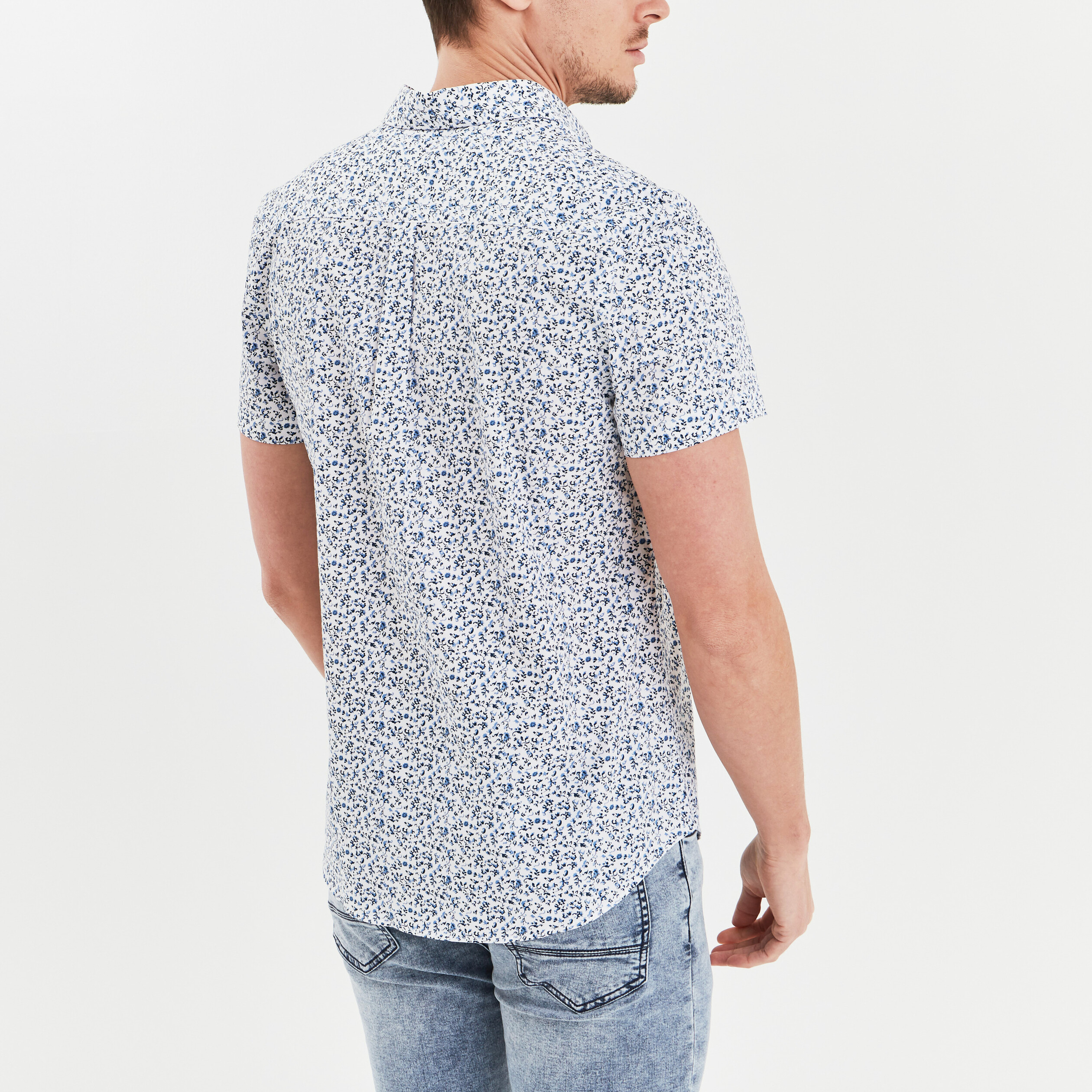 chemise droite manches courtes coton blanc homme Chemise droite manches courtes coton blanc homme