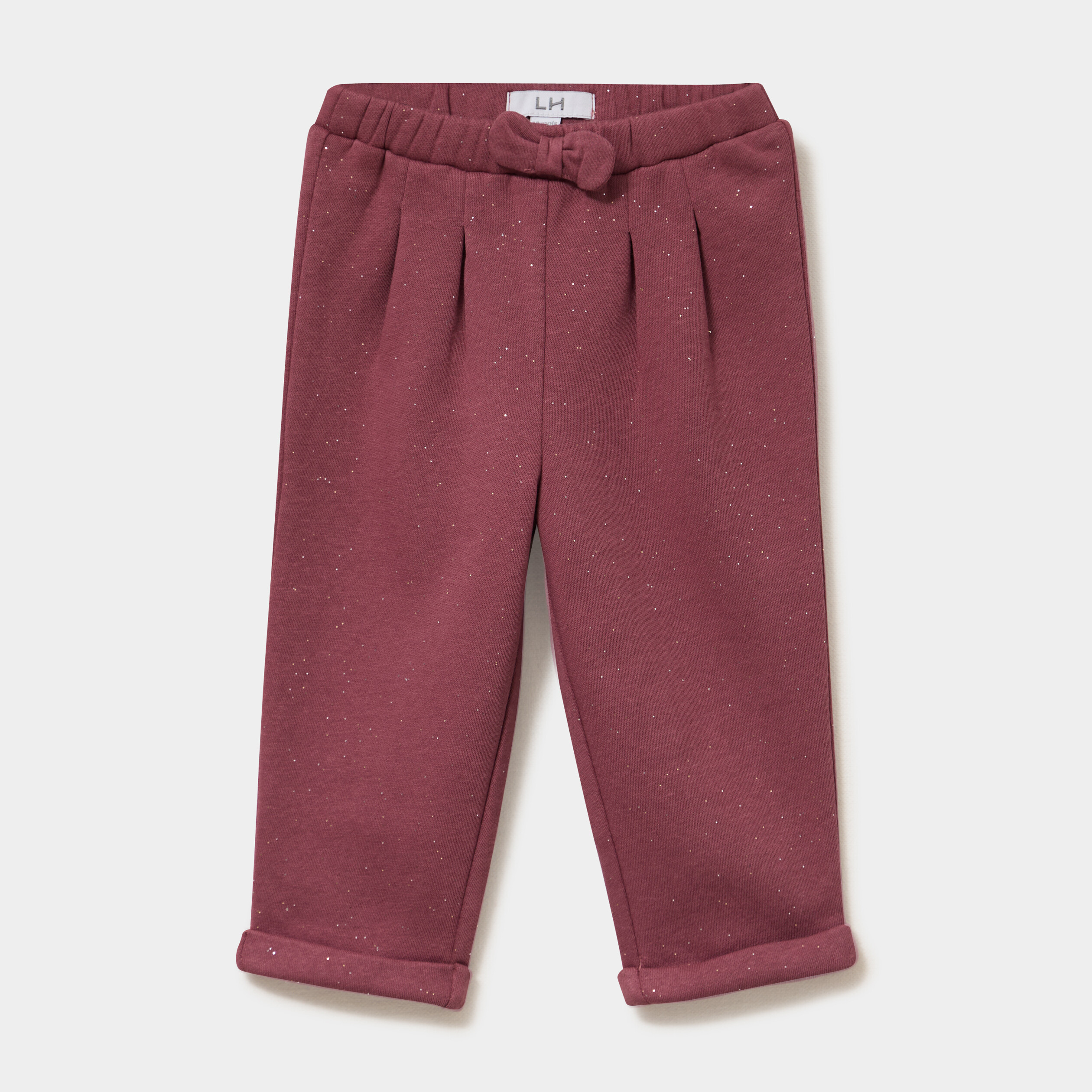 Pantalon jogging molleton &agrave; noeud bordeaux b&eacute;b&eacute; fille
