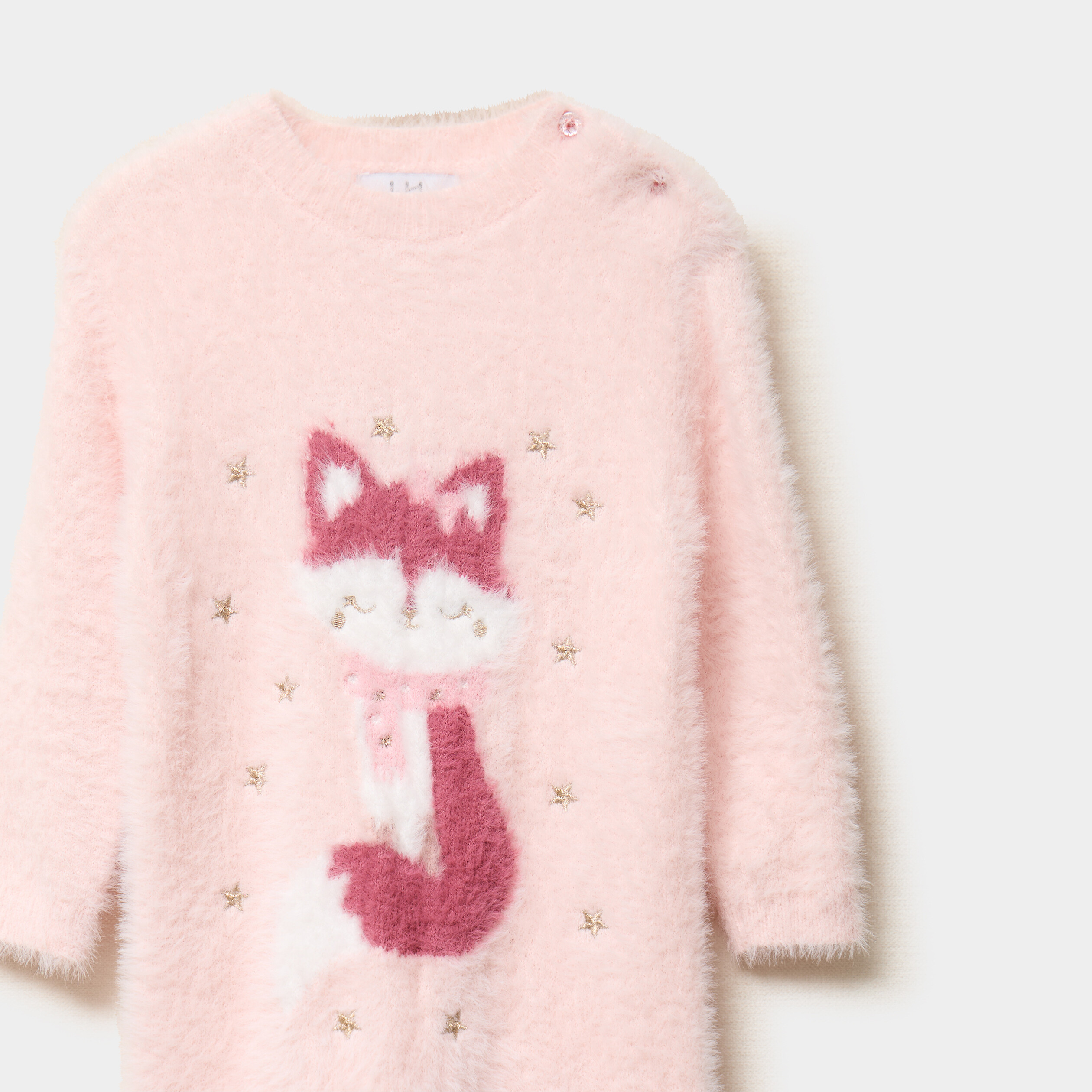 Ensemble robe tricot et collants rose clair b&eacute;b&eacute; fille