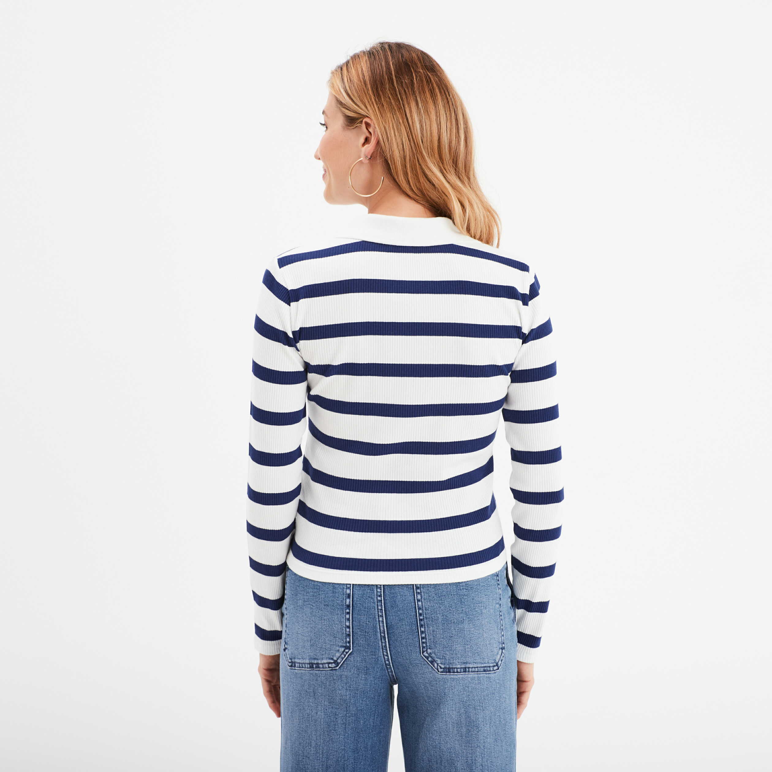 t shirt col polo manches longues creeks blanc femme T-shirt col polo manches longues Creeks blanc femme