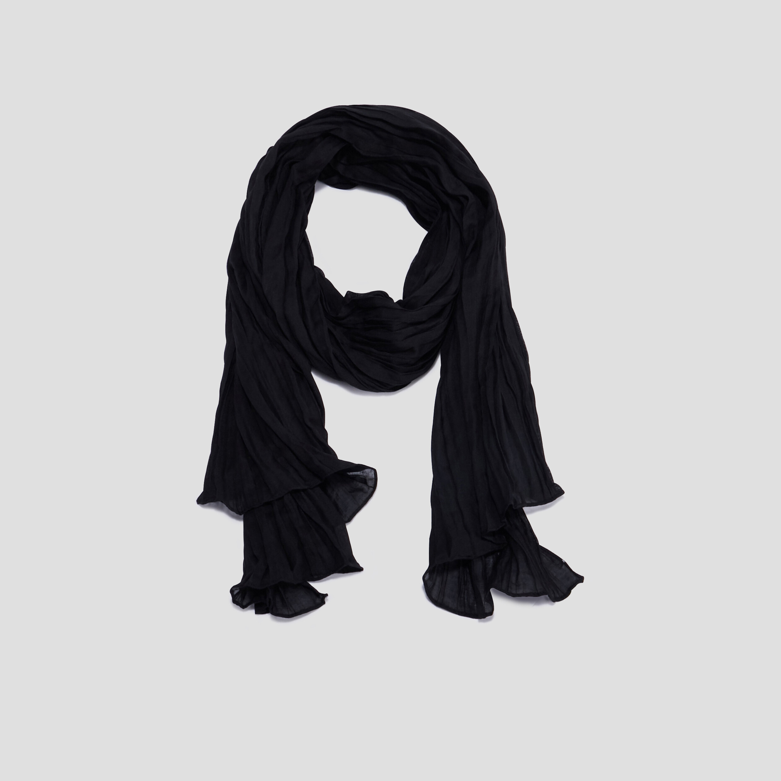 Foulard aspect froiss&eacute; noir femme
