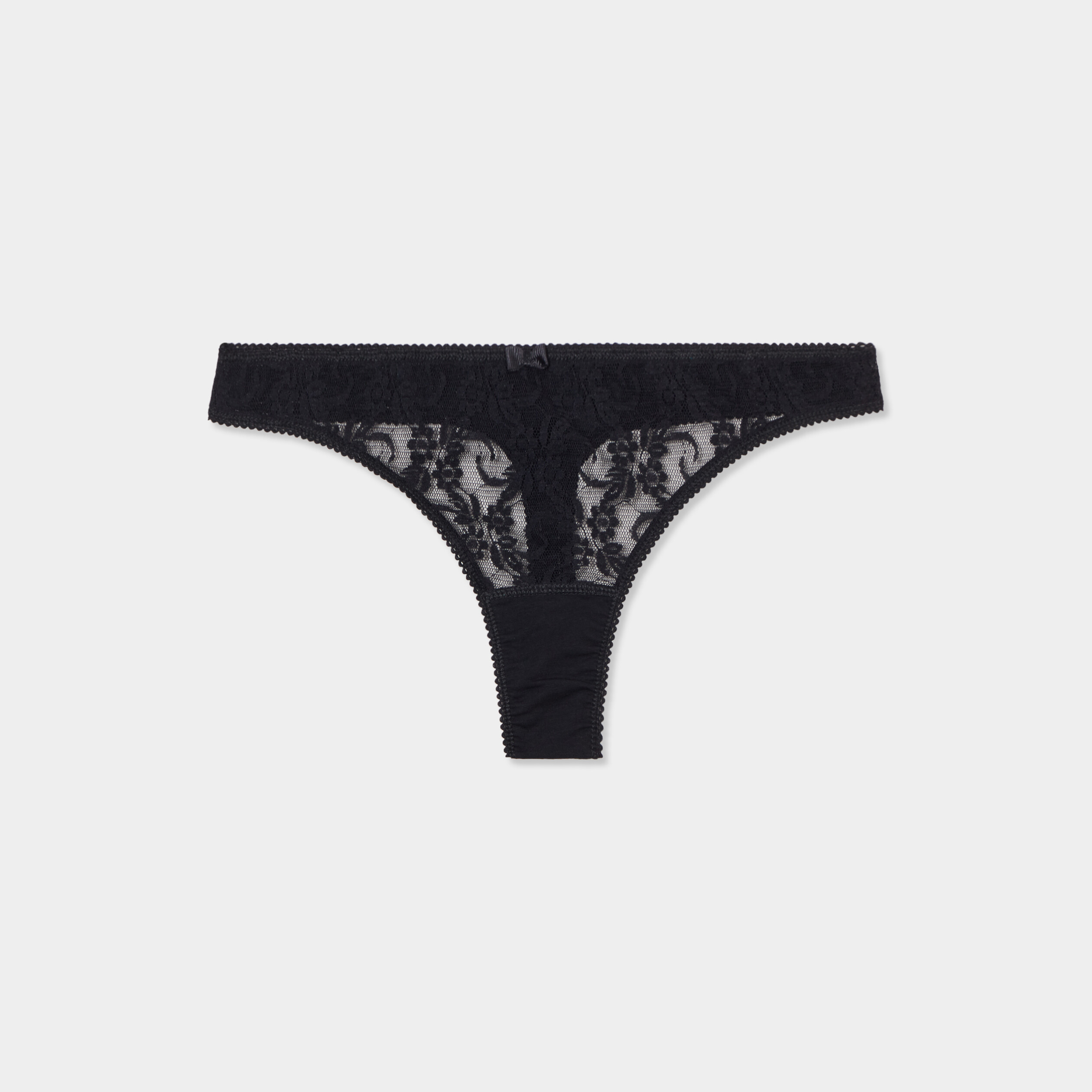 String avec dentelle noir femme