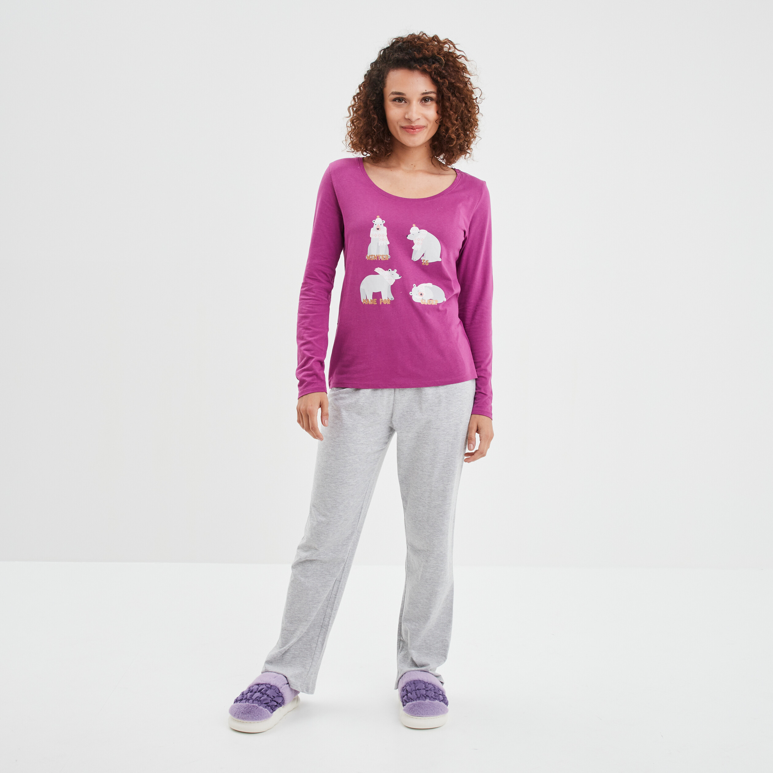 PYJAMA FEMME MOLLETONNÉ 12881 VIOLET