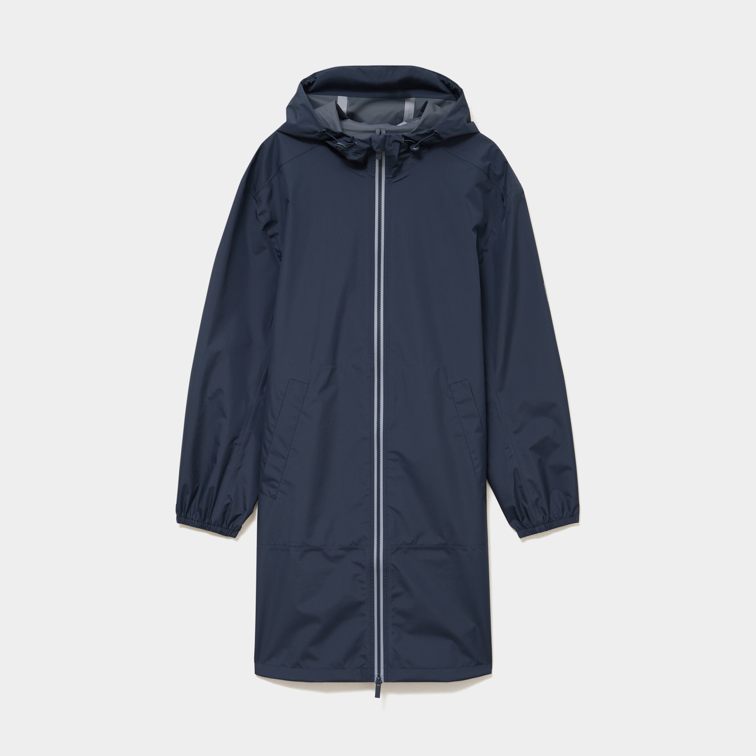 Parka longue imp&eacute;rm&eacute;able coupe-vent gris fonc&eacute; femme