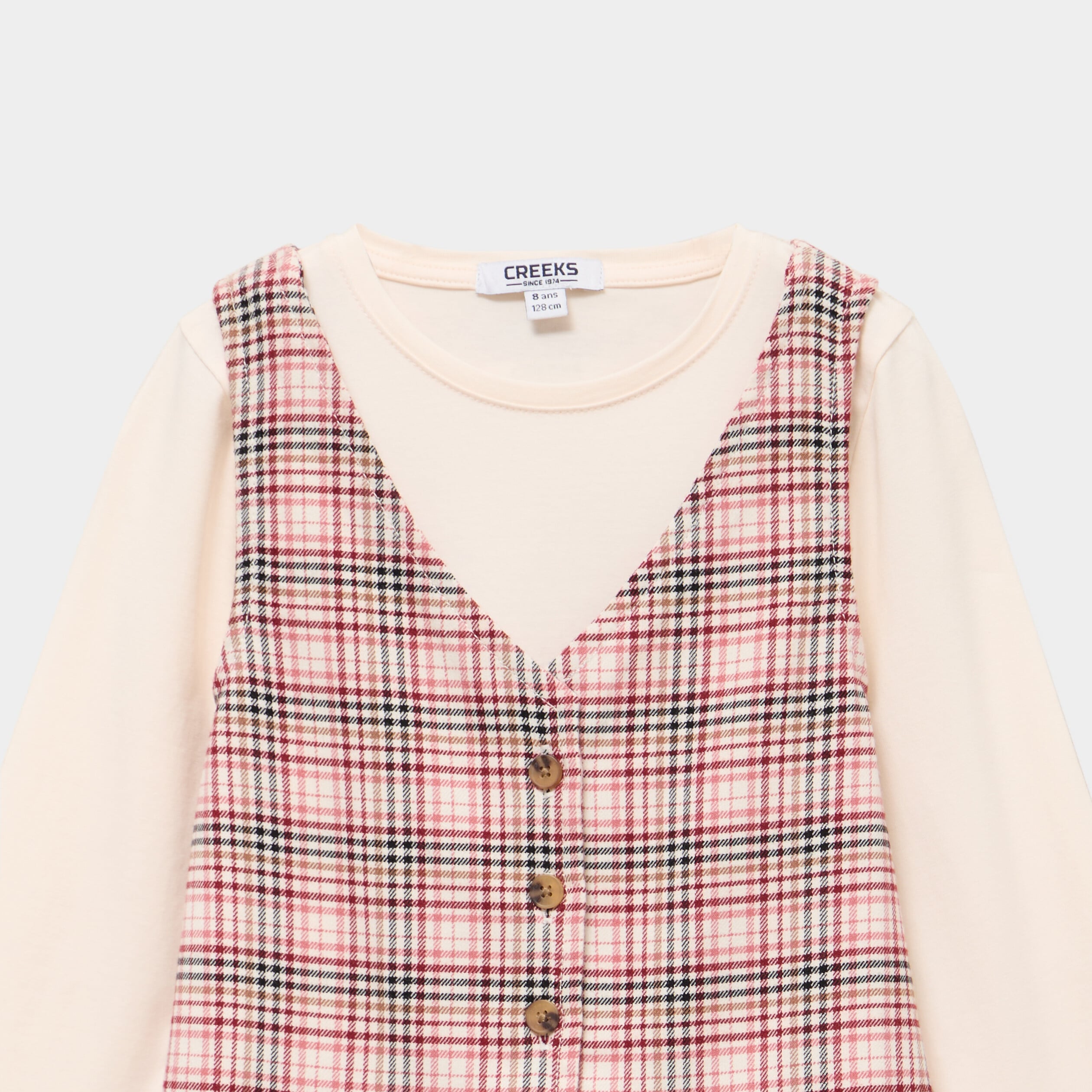 Ensemble robe sans manches et t-shirt rose fille