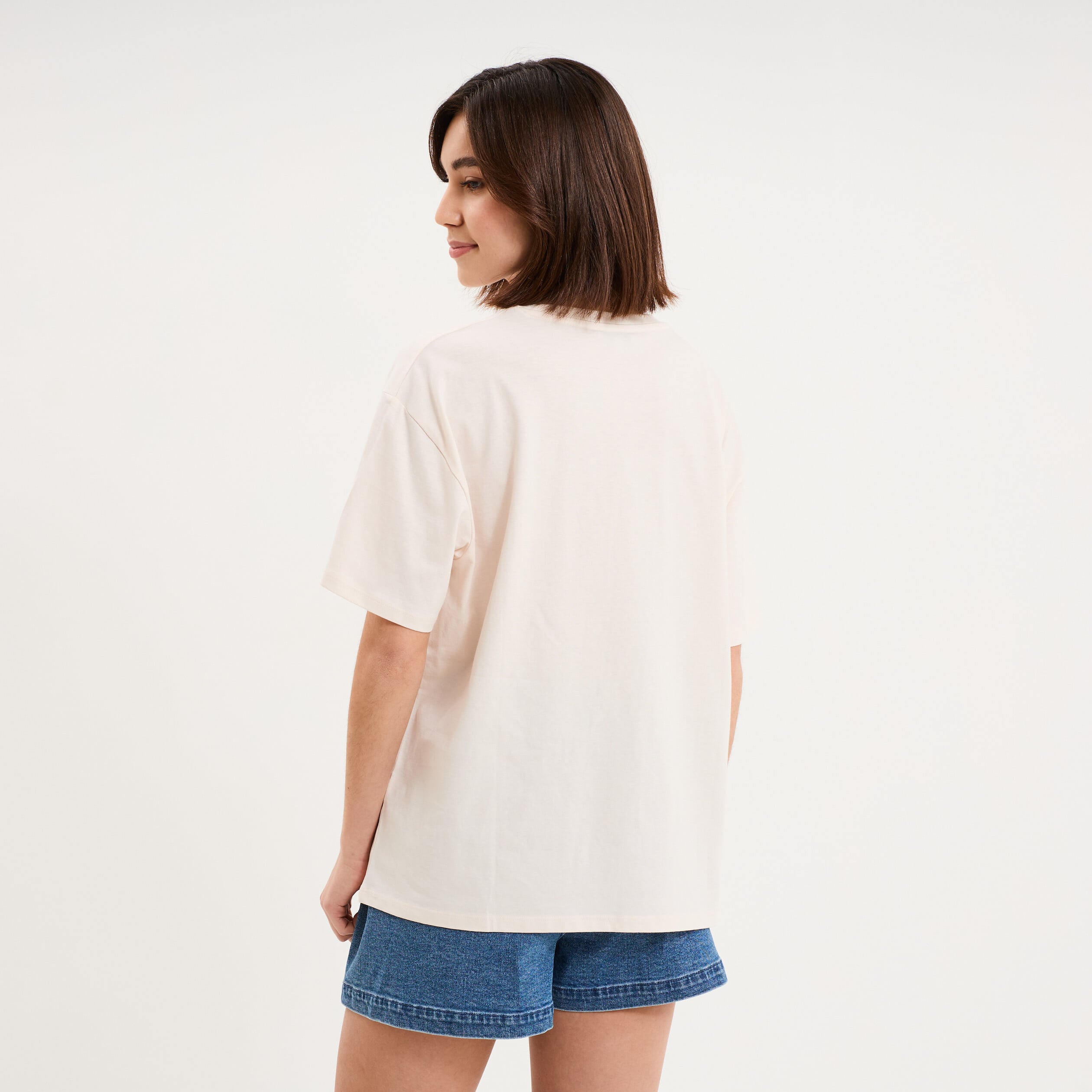 T-shirt droit manches courtes coton rose clair femme