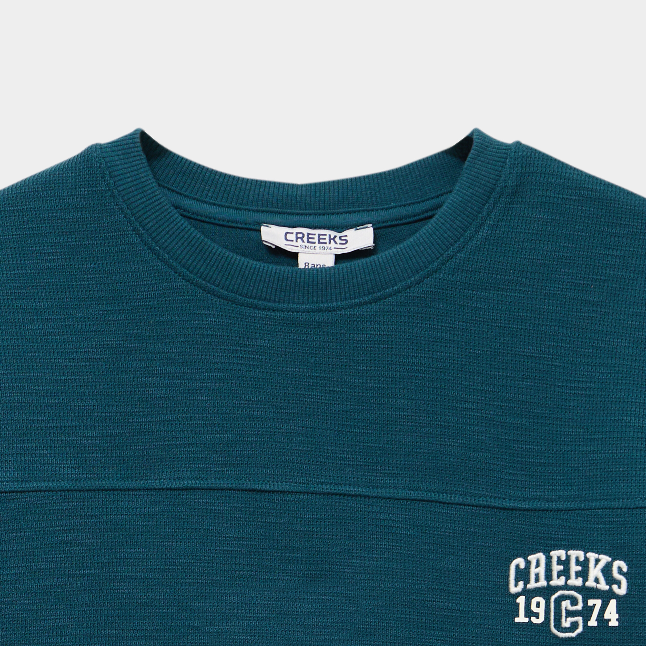 T-shirt manches longues logo creeks bleu canard gar&ccedil;on