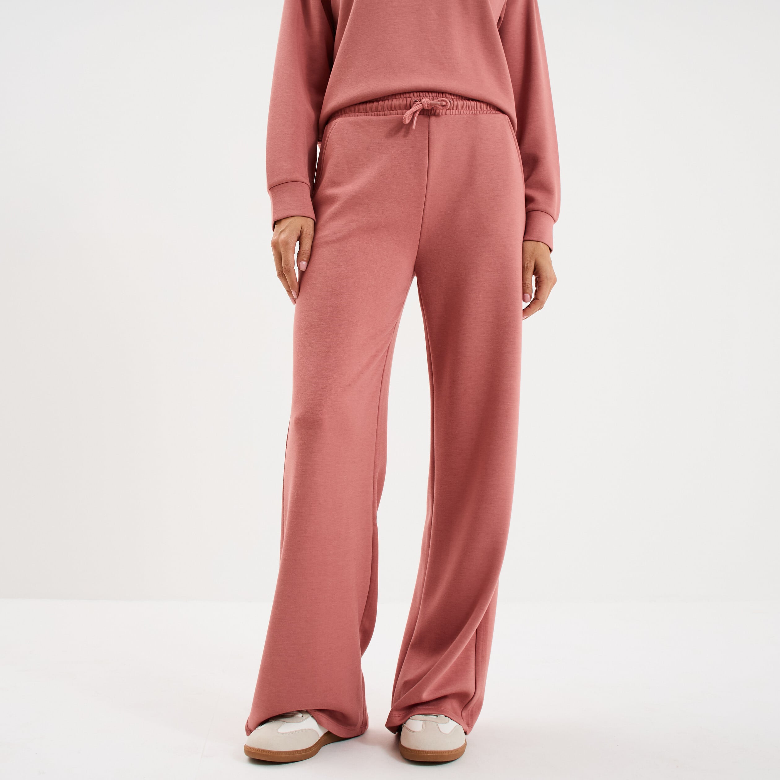 Pantalon de jogging large &eacute;lastiqu&eacute; vieux rose femme
