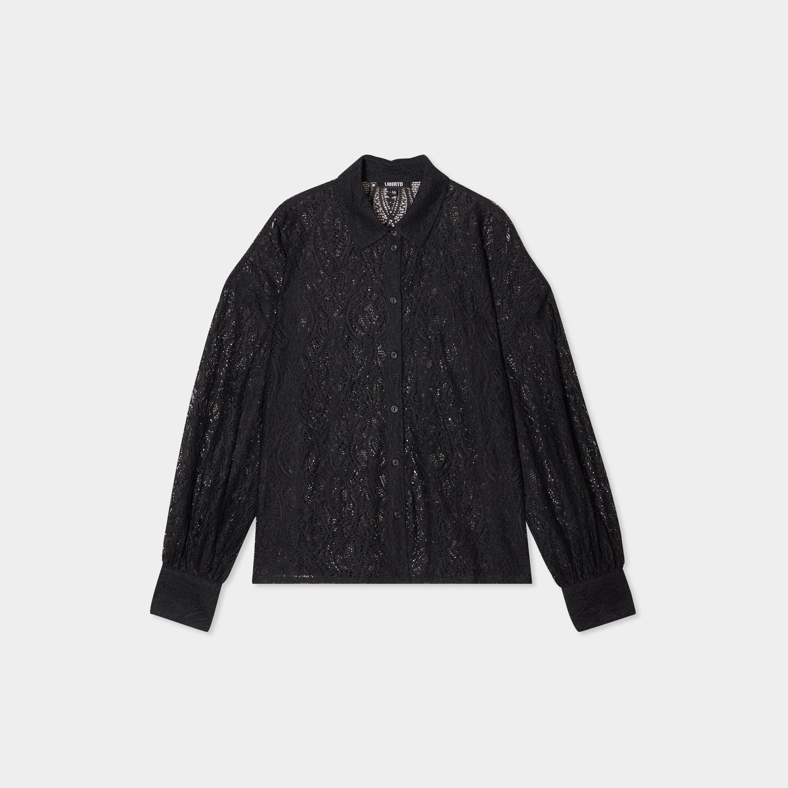 Chemise dentelle manches longues noir femme