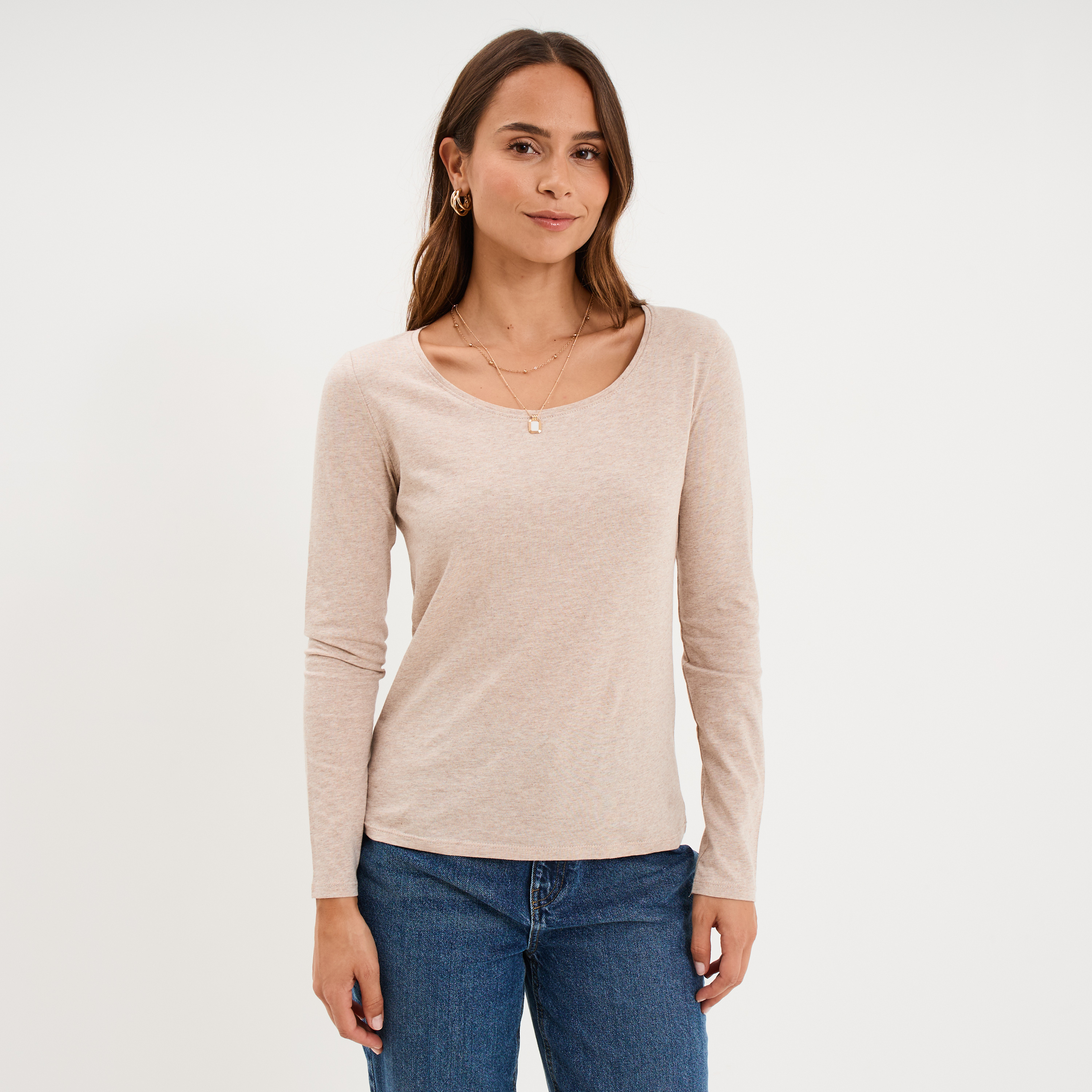 Tee-shirt Manches Longues Etam - Couleur Beige, Taille L (ou XL) - Occasion Très Bon état