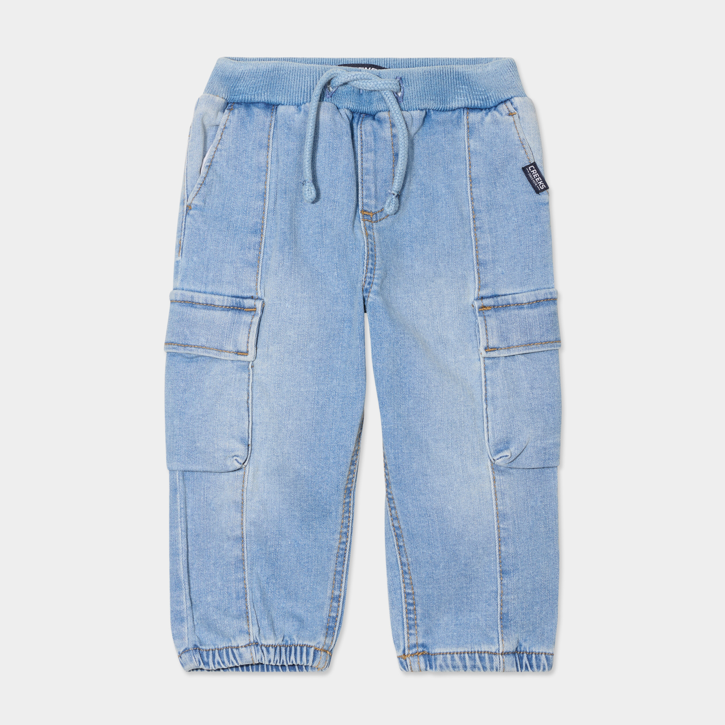 Jeans poches rabats denim bleach b&eacute;b&eacute; gar&ccedil;on