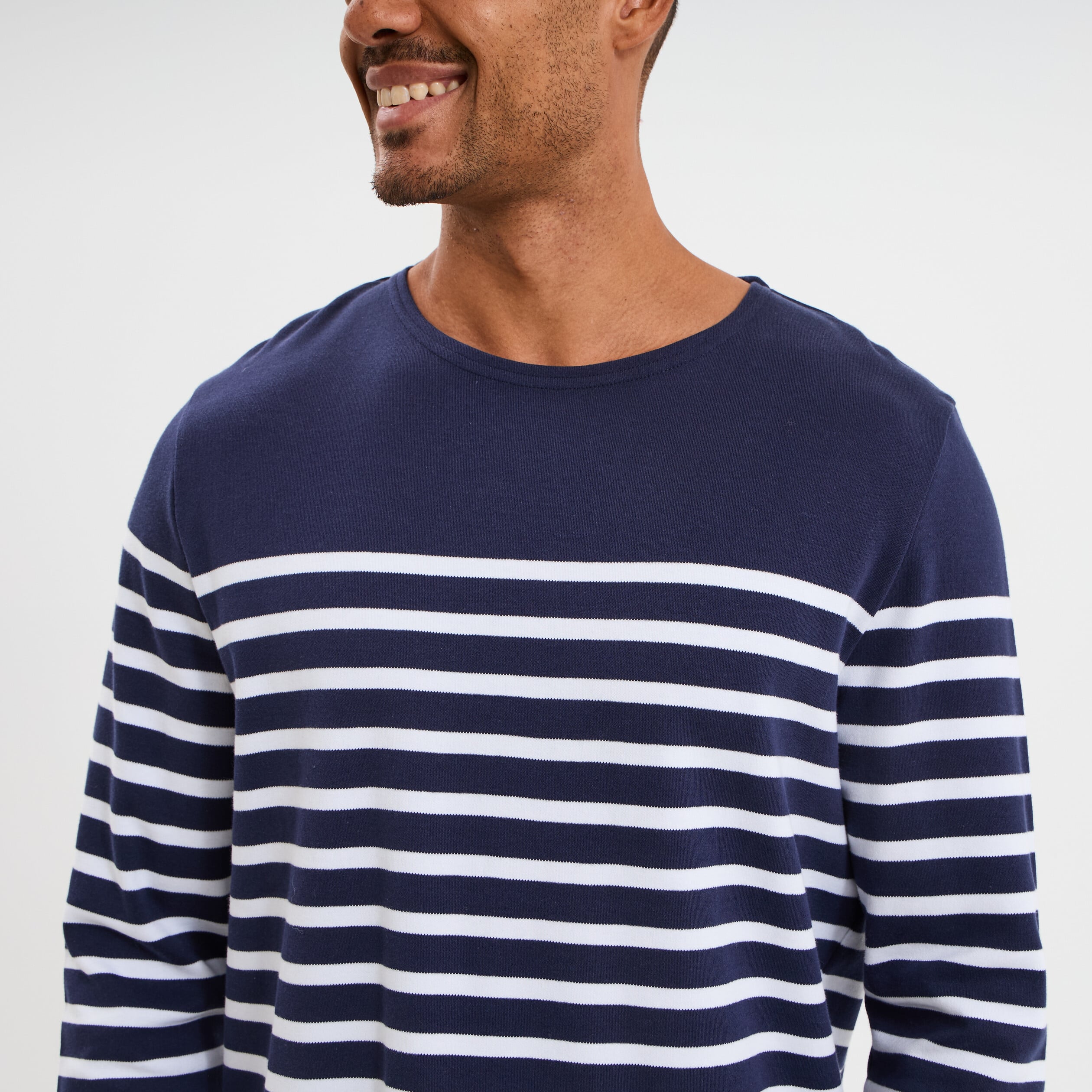 T-shirt manches longues coton bleu marine homme