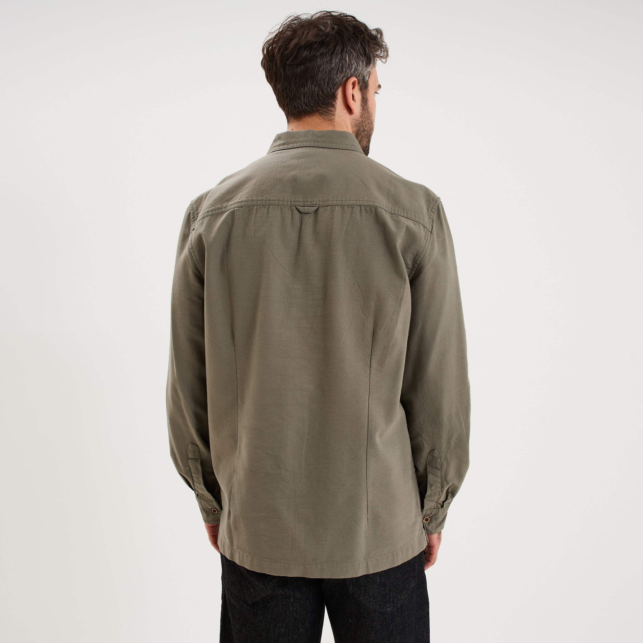 Chemise manches retroussables gris homme