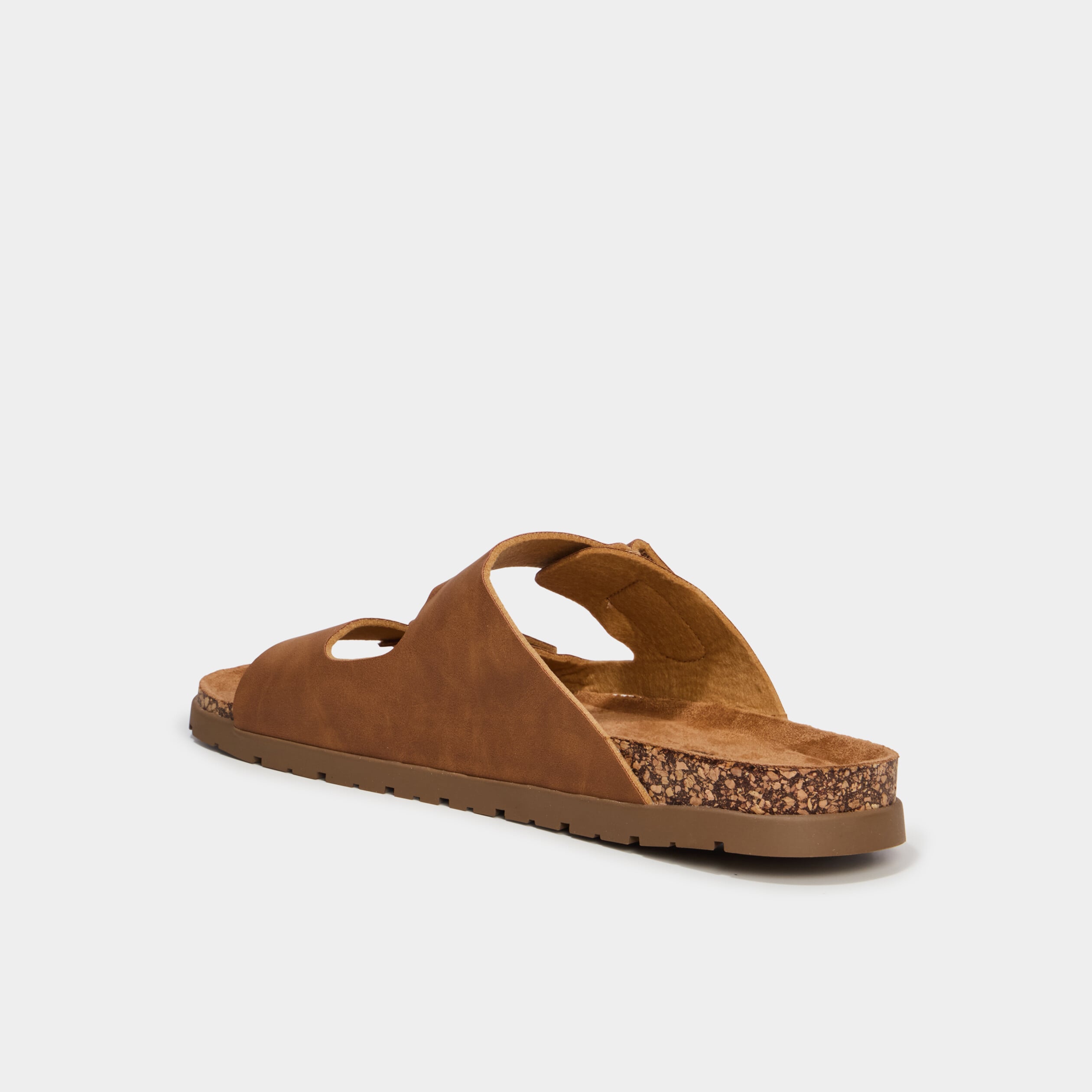 Mules double brides &agrave; scratchs marron clair homme