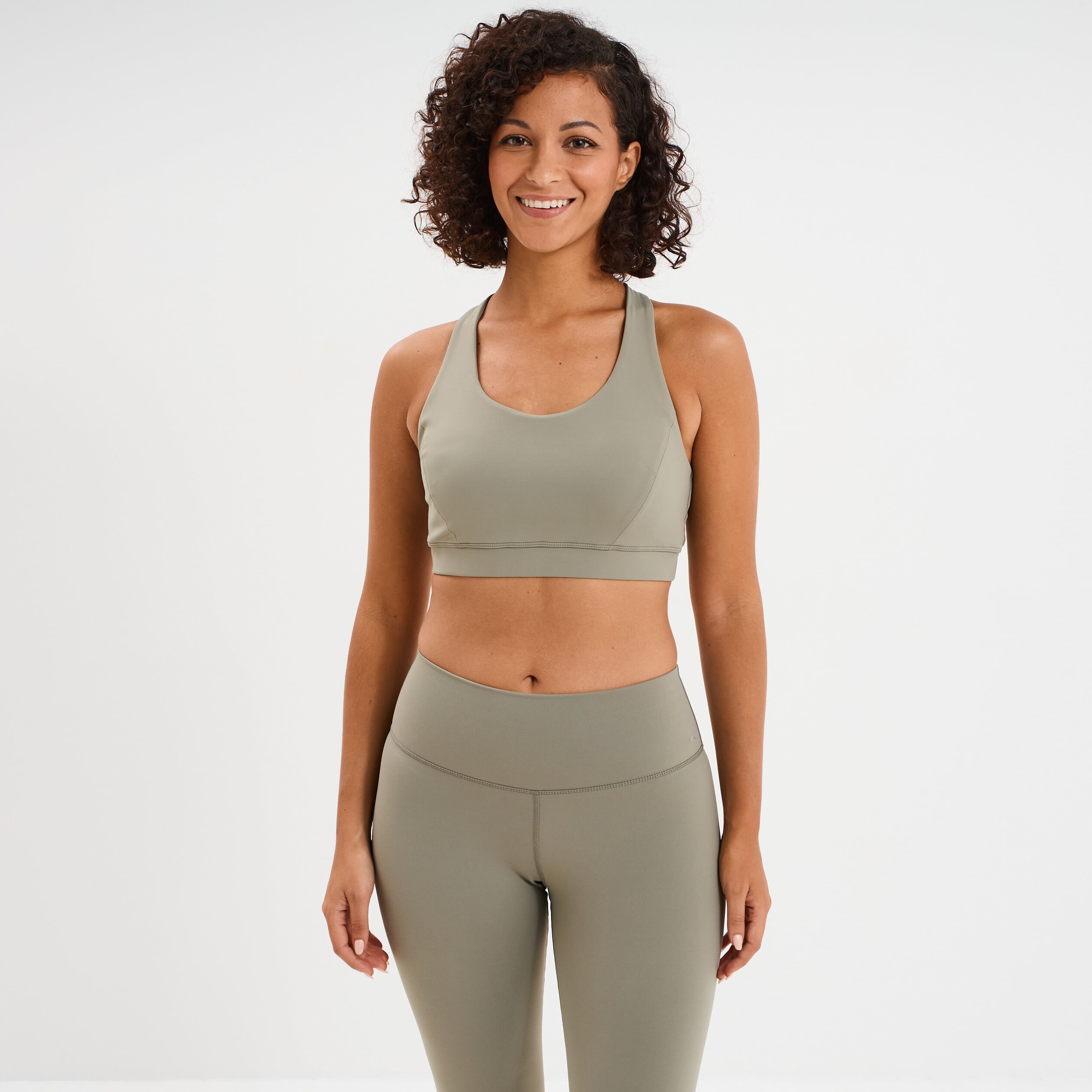 Brassi&egrave;re de sport ajust&eacute;e dos nageur vert kaki femme