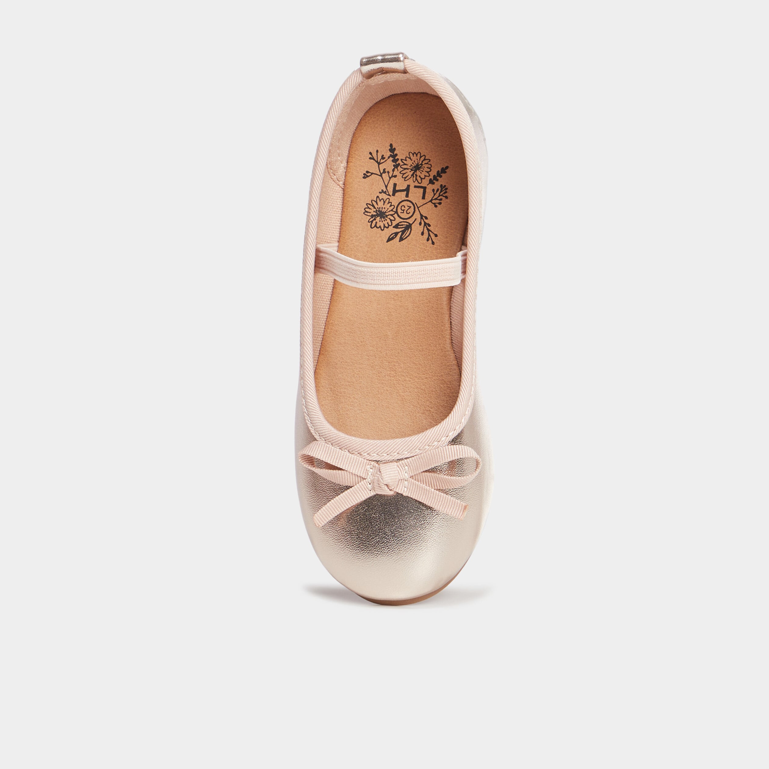 Ballerines bride &eacute;lastiqu&eacute;e jaune or fille