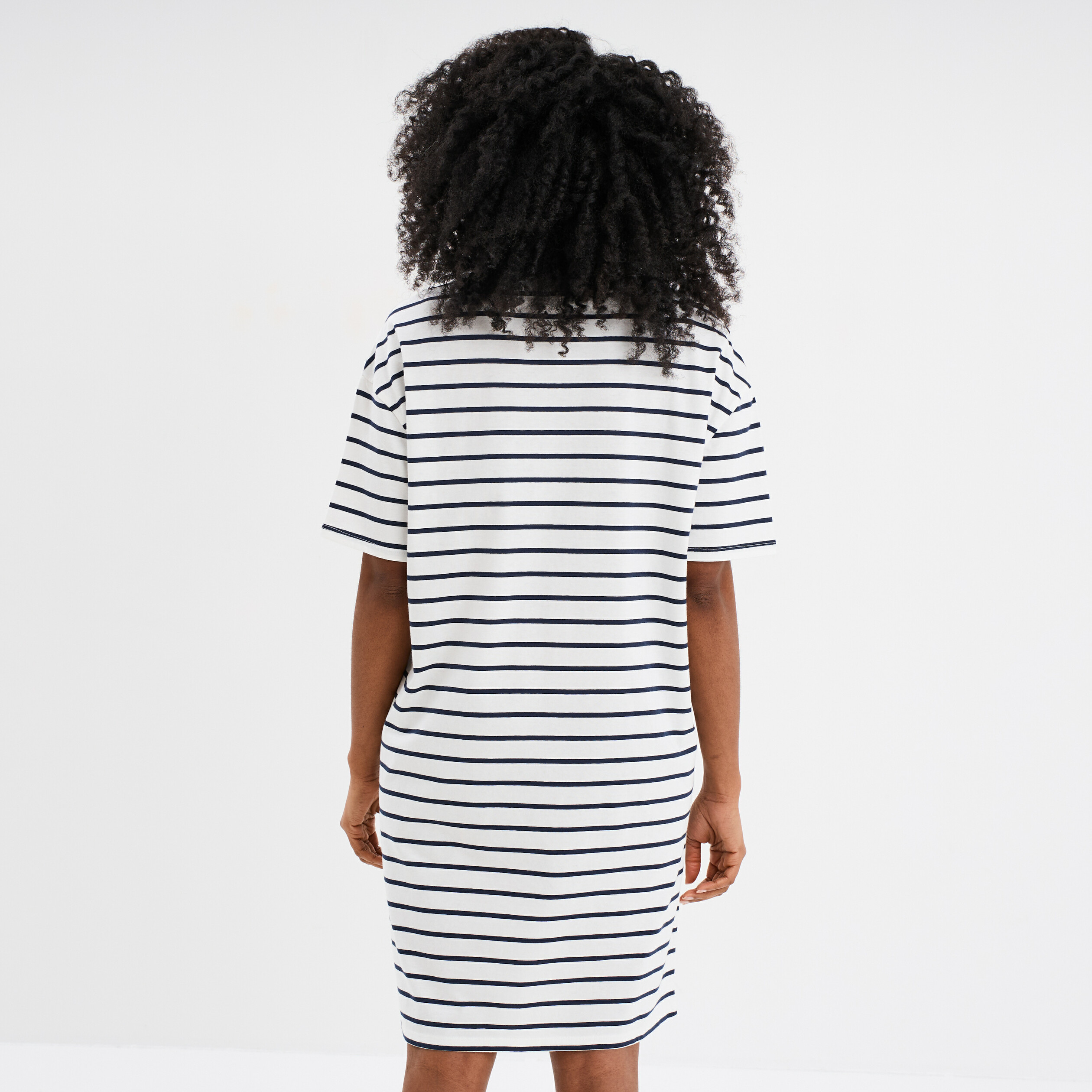 Robe t-shirt manches courtes coton ecru femme