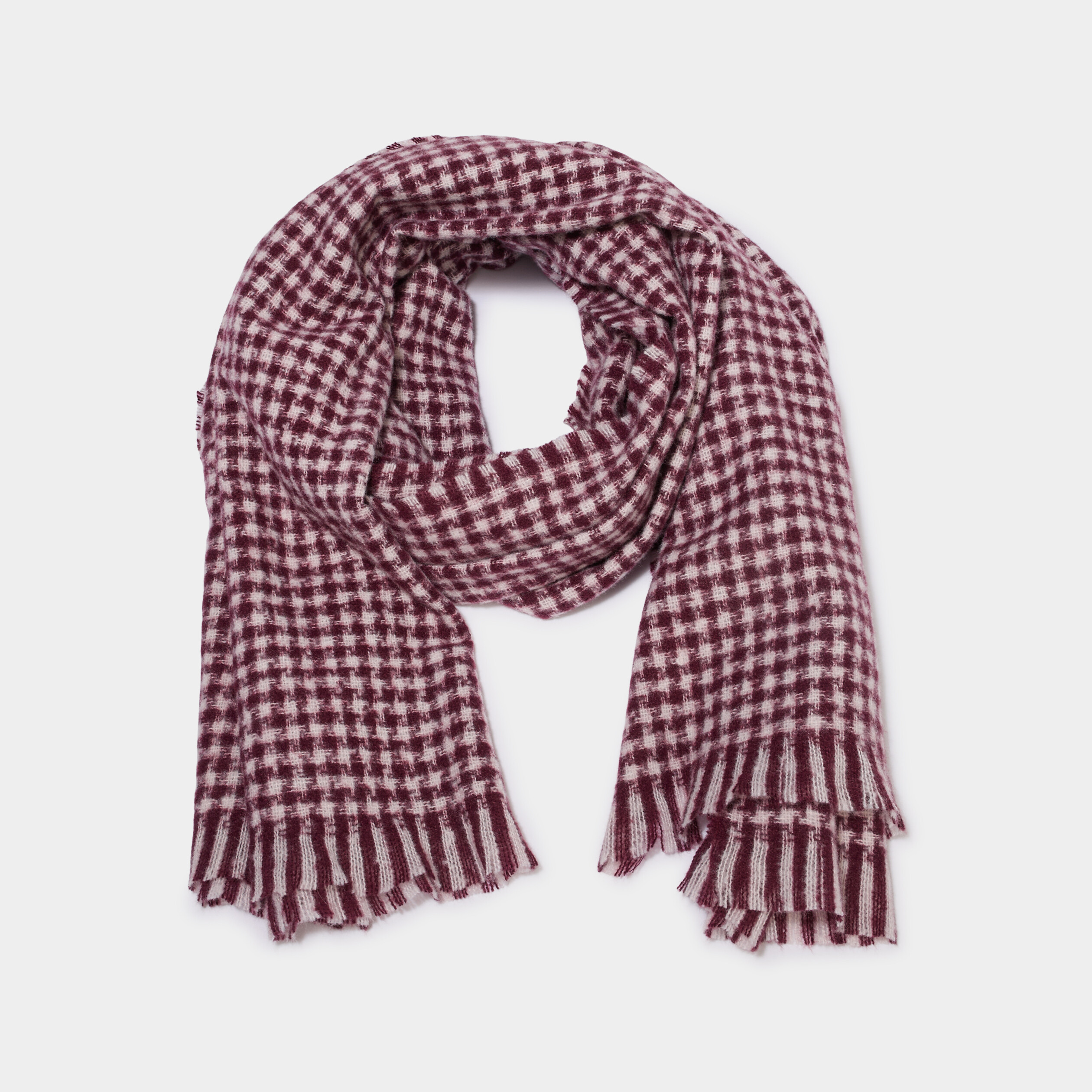 &Eacute;charpe &agrave; franges fines bordeaux femme
