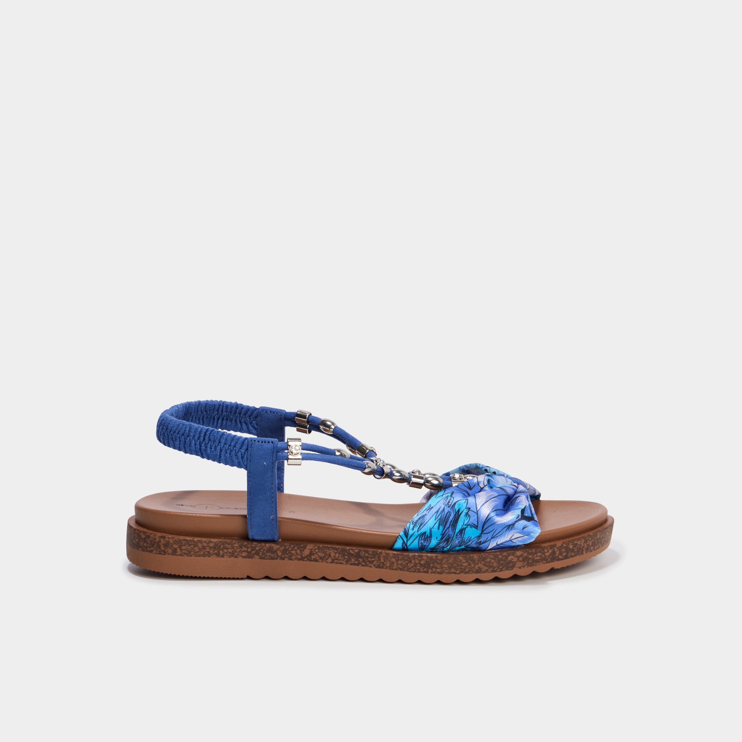 Sandales avec bride effet foulard bleu femme
