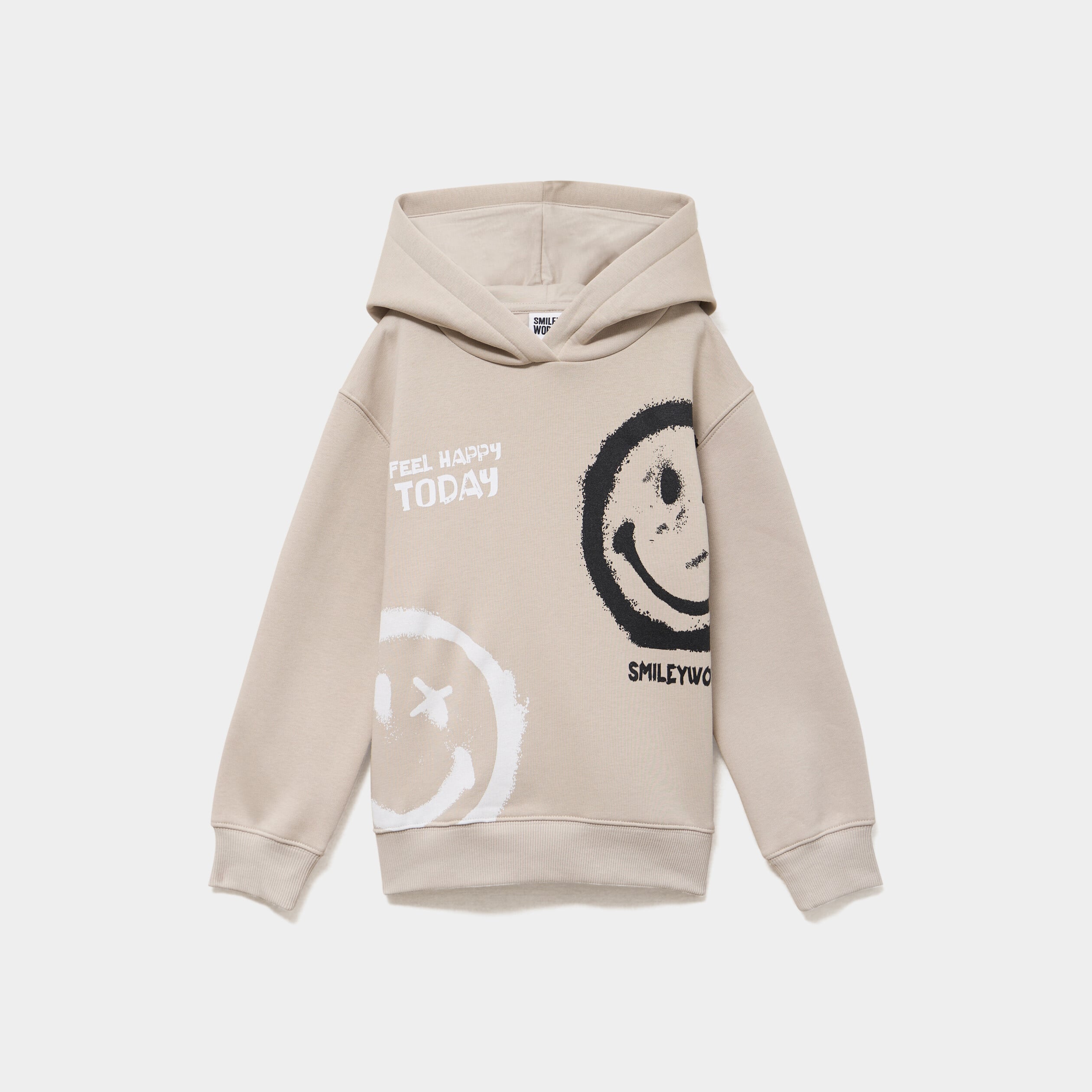 Sweat hoodie &agrave; capuche Smiley World blanc gar&ccedil;on