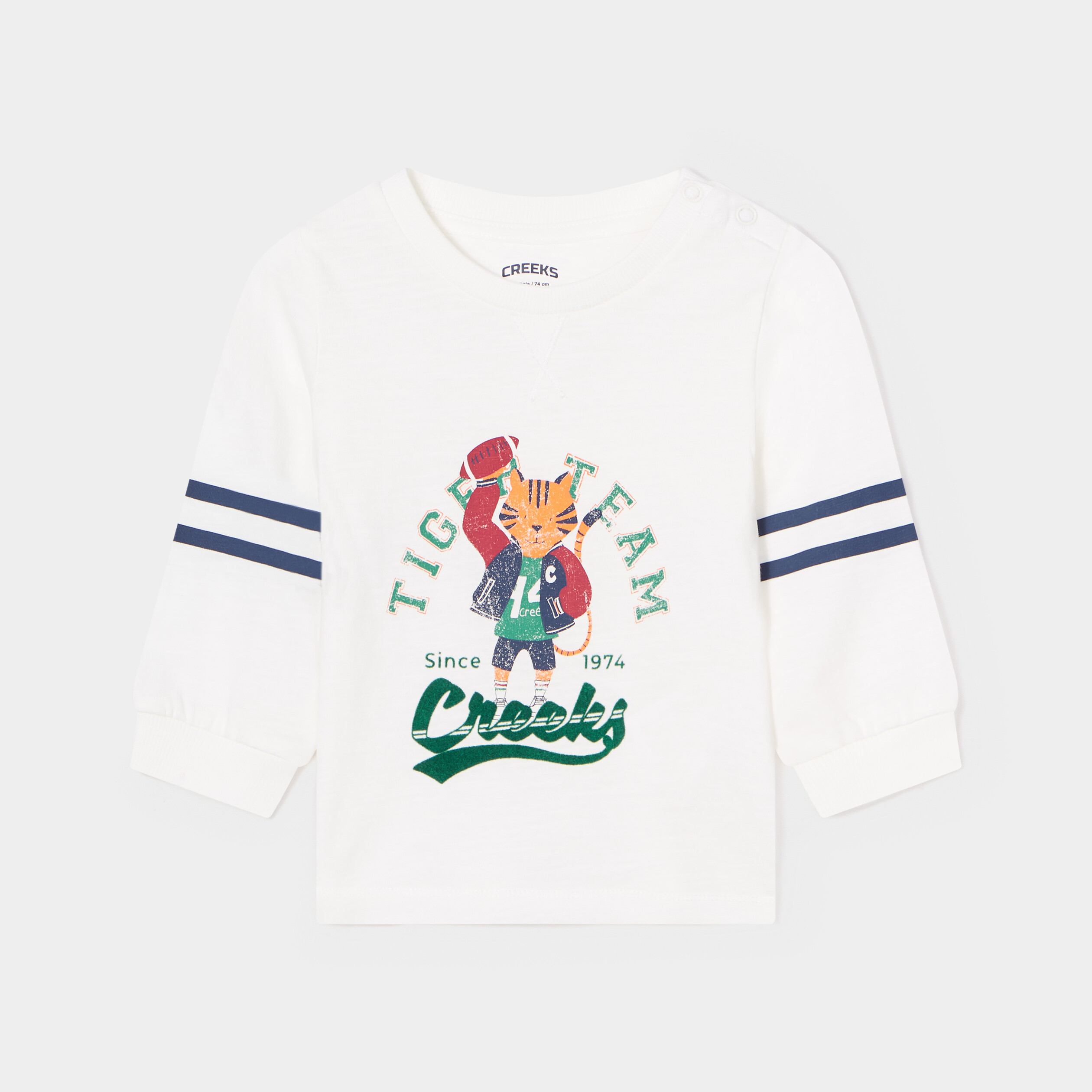 t shirt epaule boutonnee coton creeks blanc bebeg T-shirt épaule boutonnée coton Creeks blanc bébé garçon
