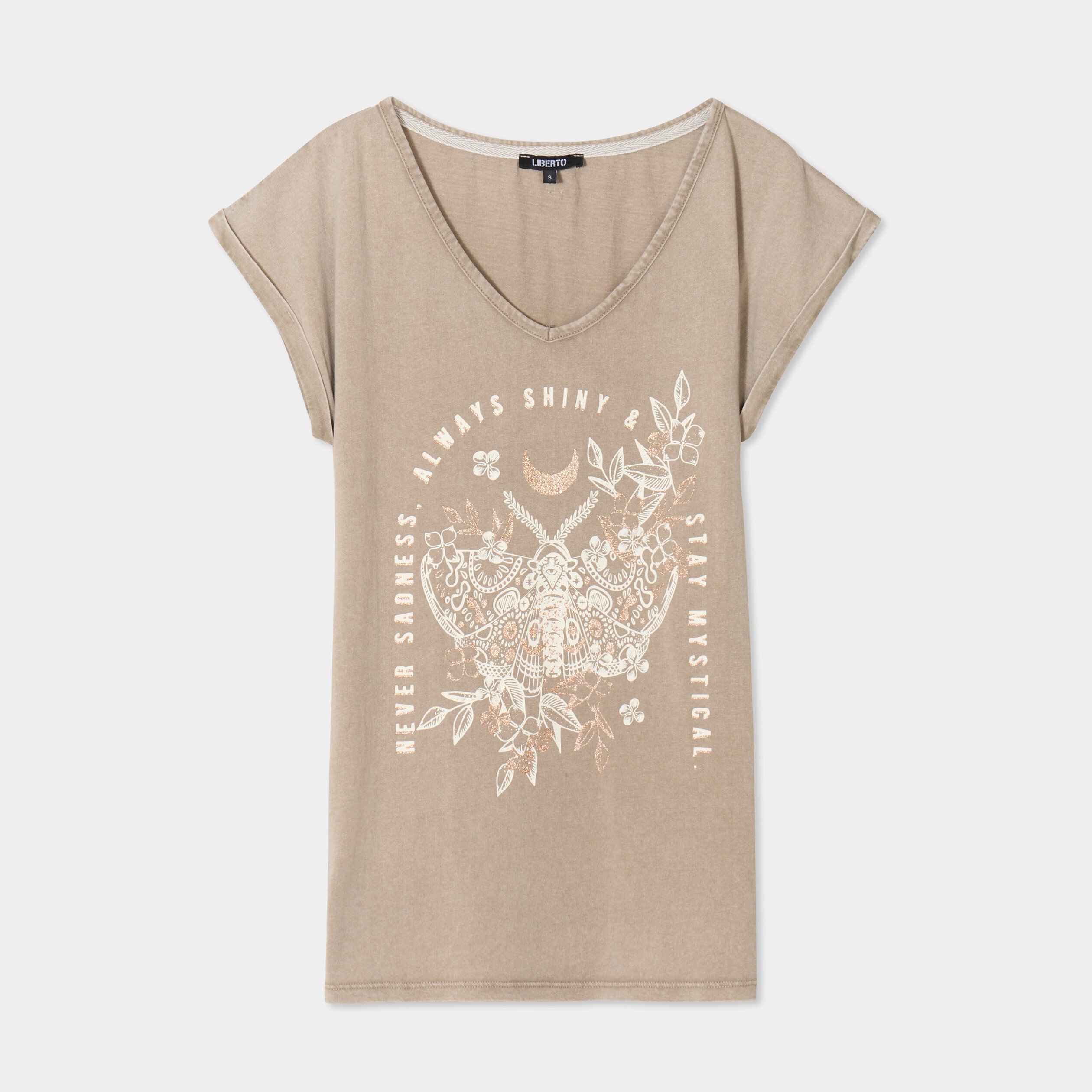 t shirt coton col en v manches courtes vert kaki femme T-shirt coton col en V manches courtes vert kaki femme