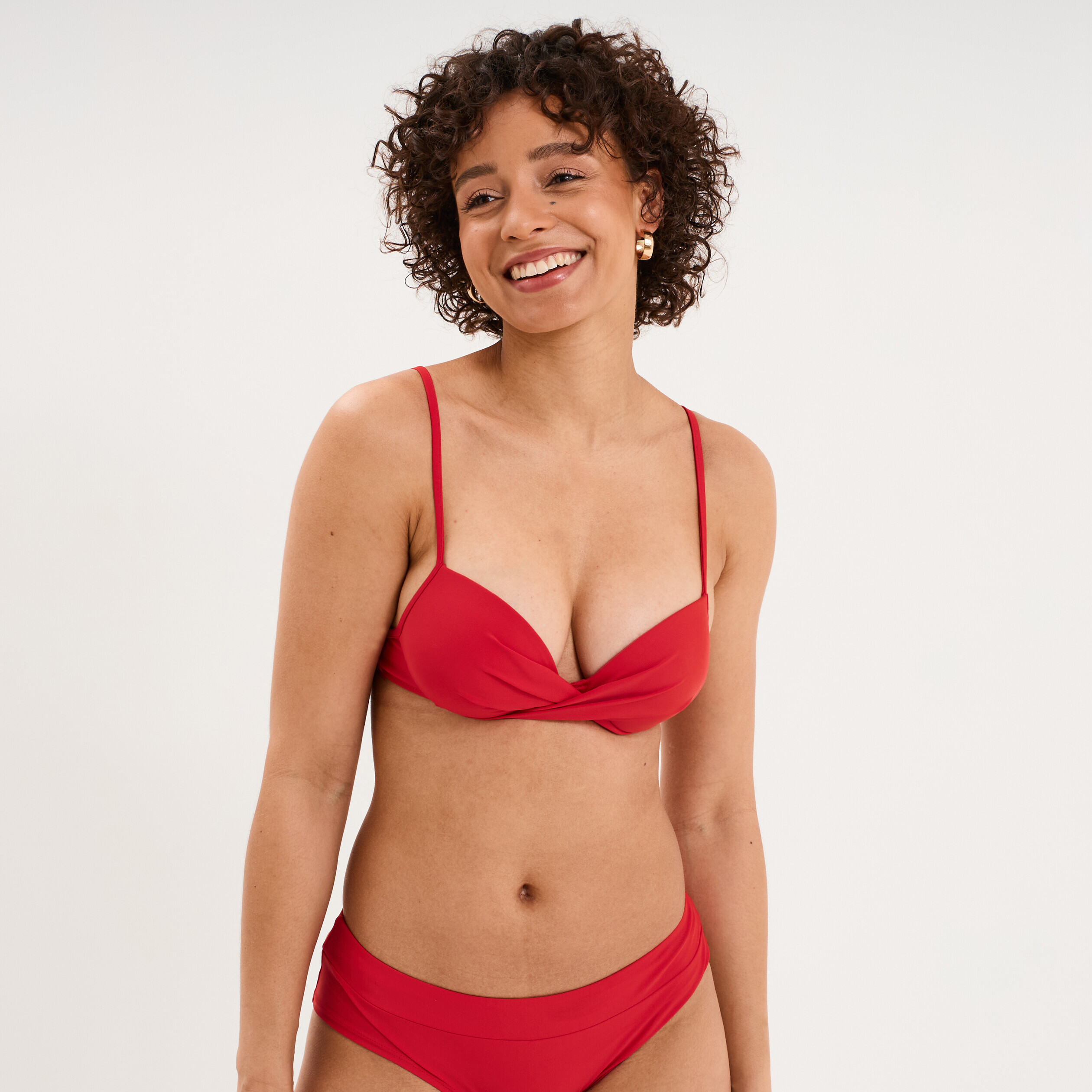 Haut de maillot de bain push up armatur&eacute; rouge fonc&eacute; femme