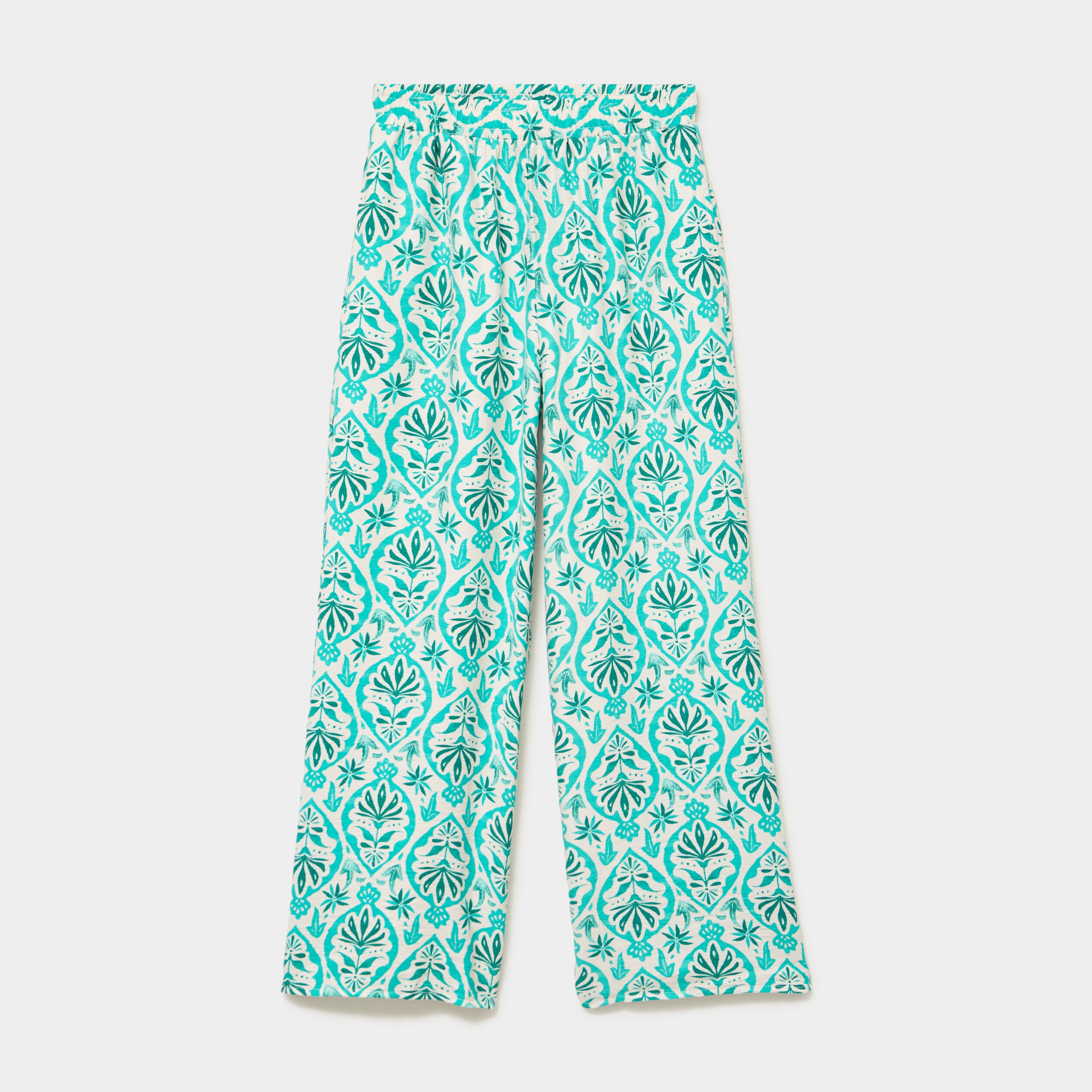 Pantalon large fluide taille &eacute;lastiqu&eacute;e ecru femme