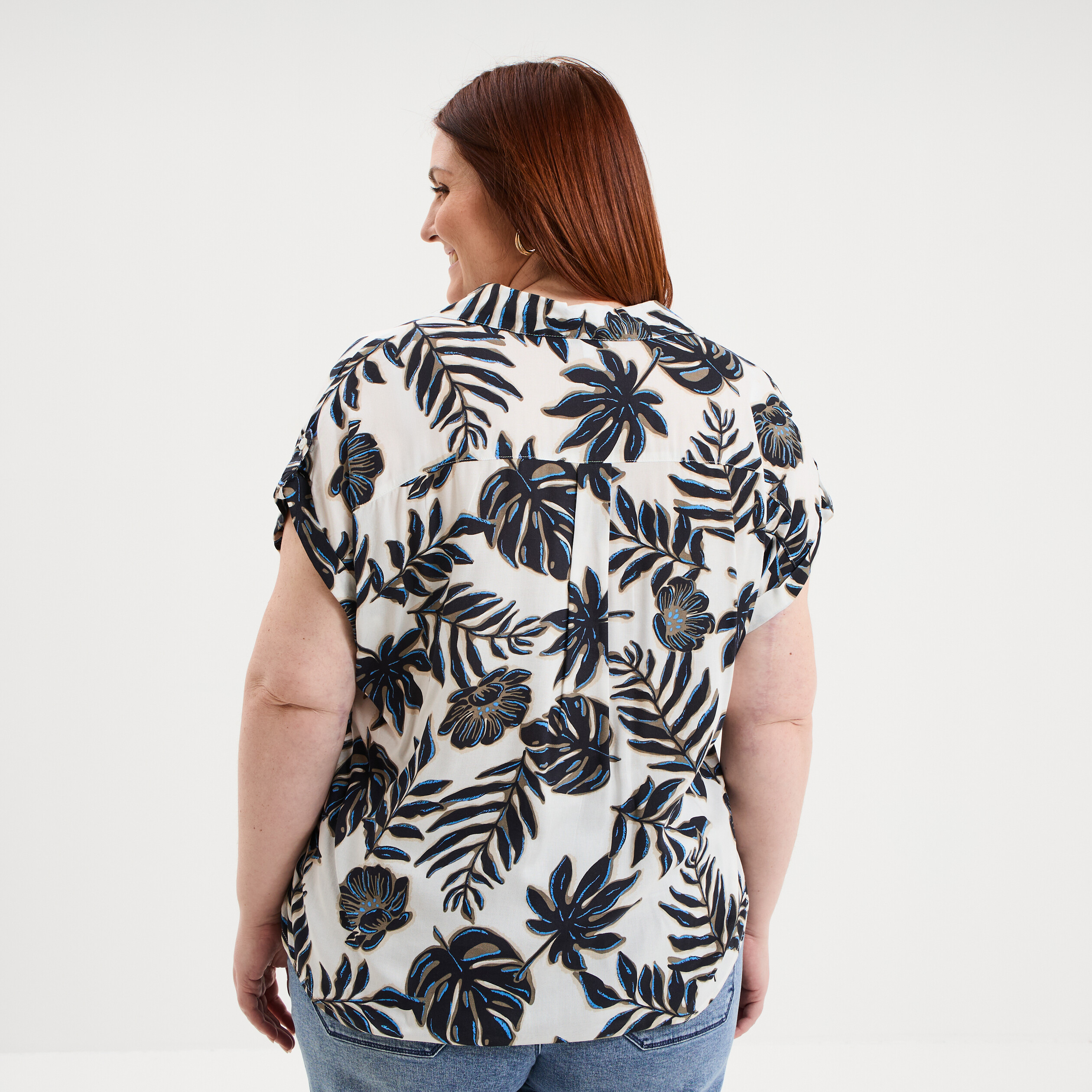 Chemise manches courtes ecru femme grande taille