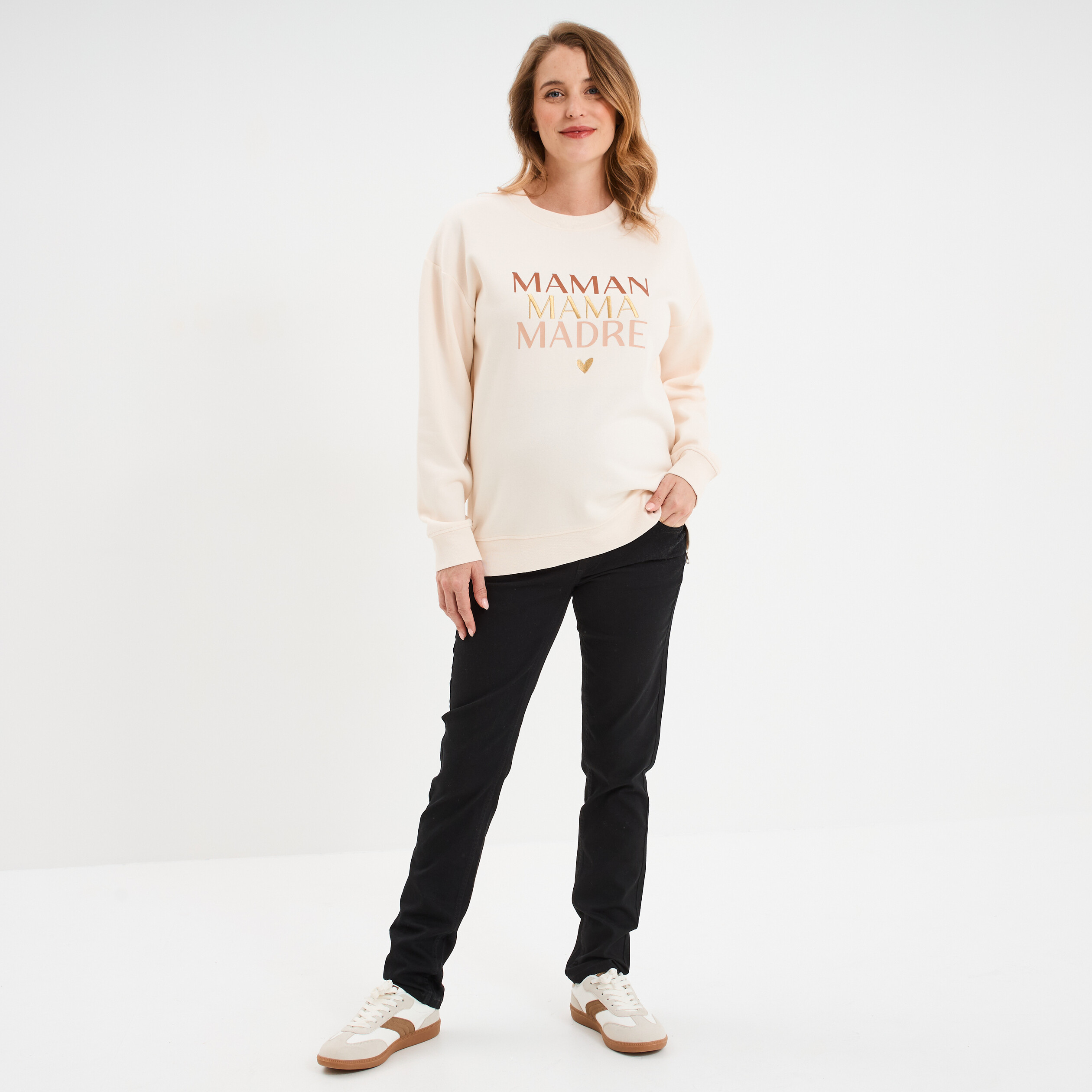 sweat allaitement manches longues beige femmemater Sweat allaitement manches longues beige femme maternité
