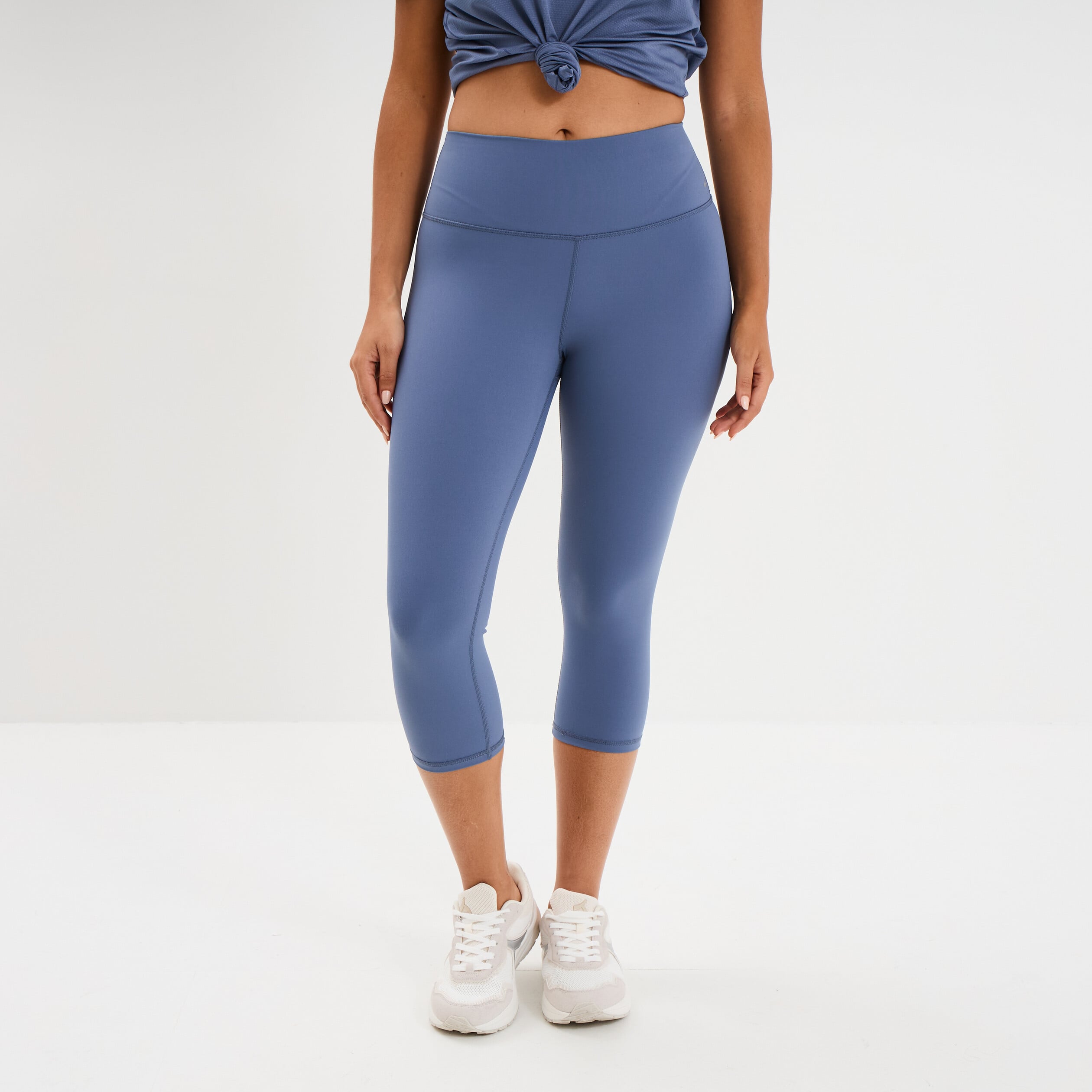 Legging corsaire de sport stretch bleu fonc&eacute; femme