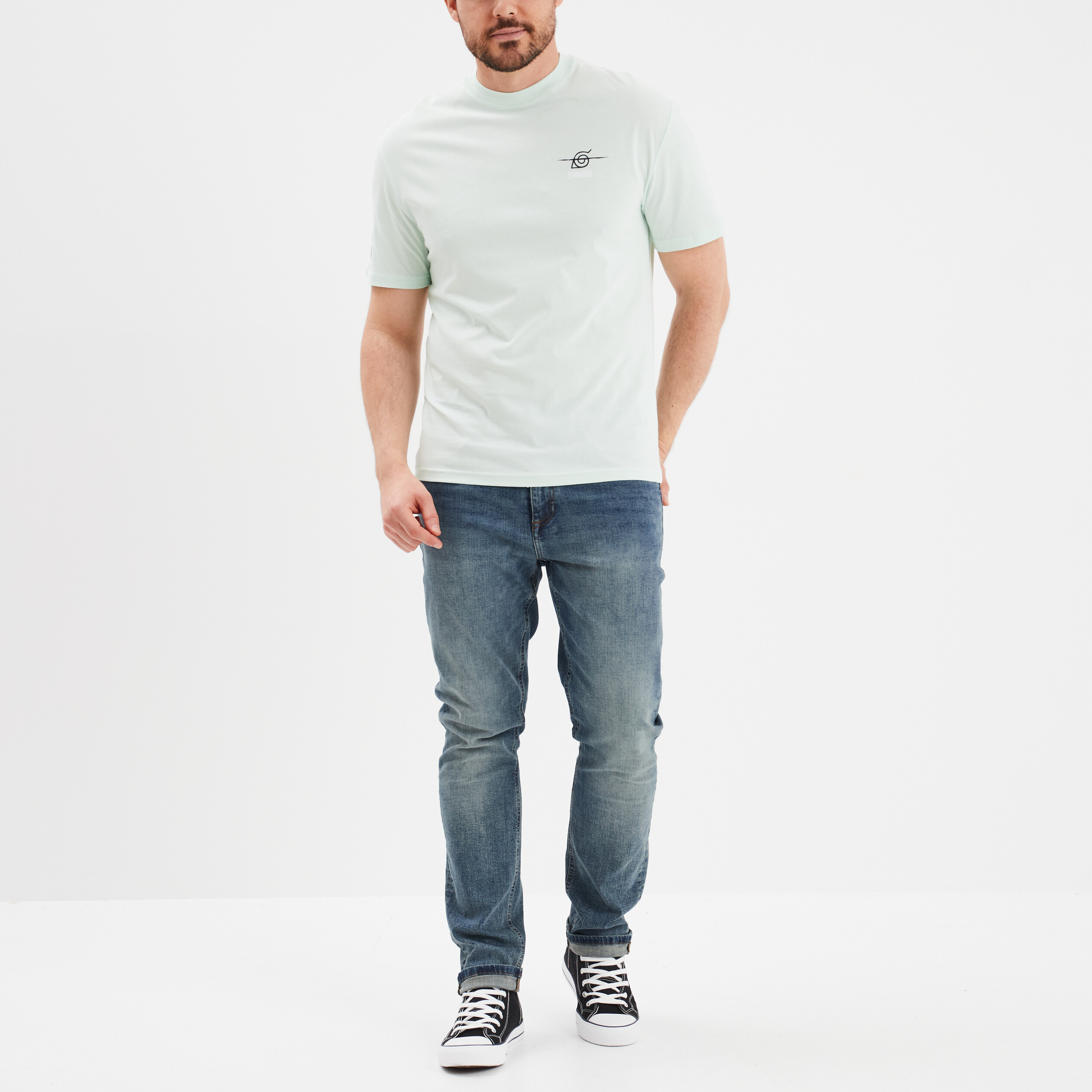 t shirt col rond coton naruto vert emeraude homme T-shirt col rond coton Naruto vert émeraude homme