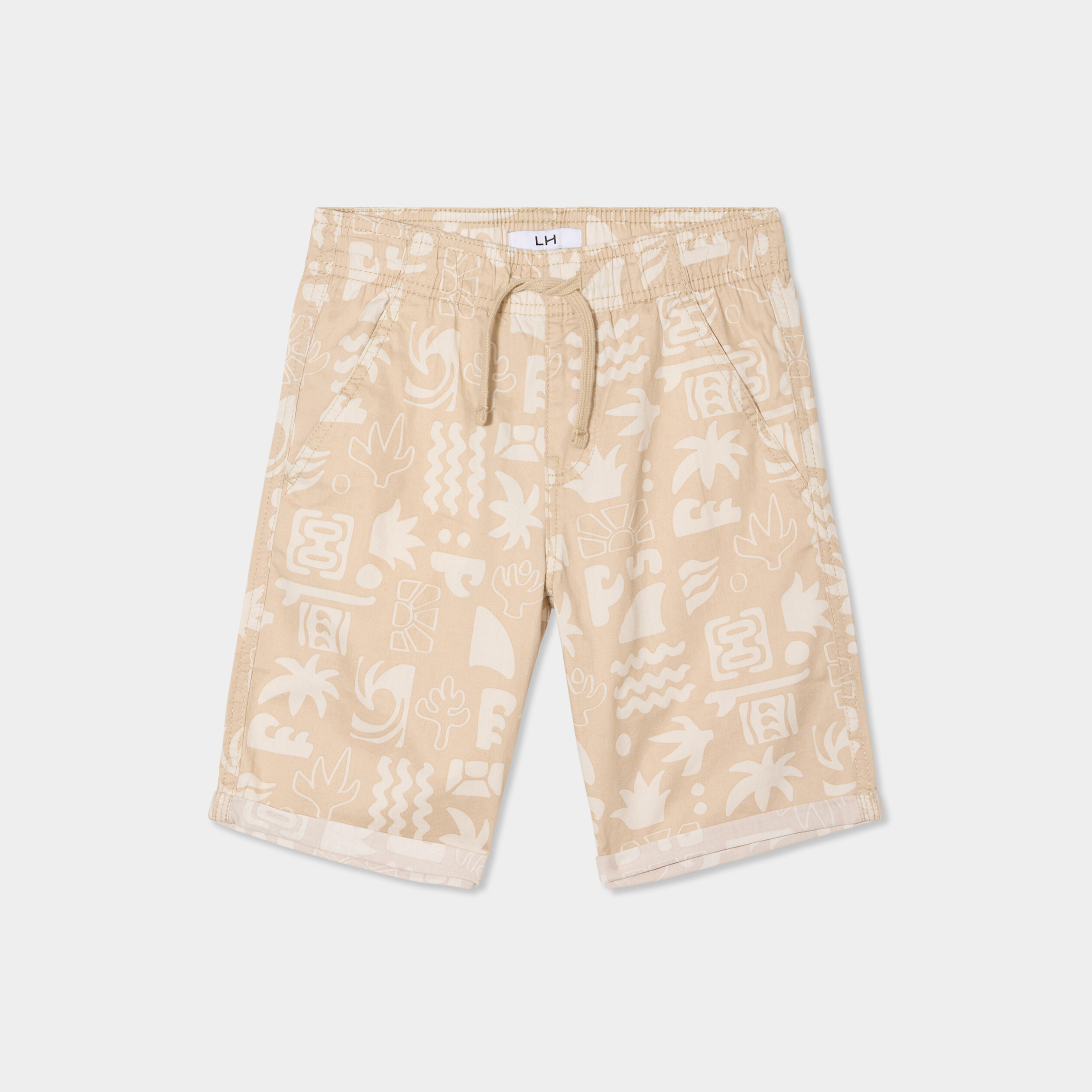 short bermuda droit taille elastiquee sable garcon Short bermuda droit taille élastiquée sable garçon