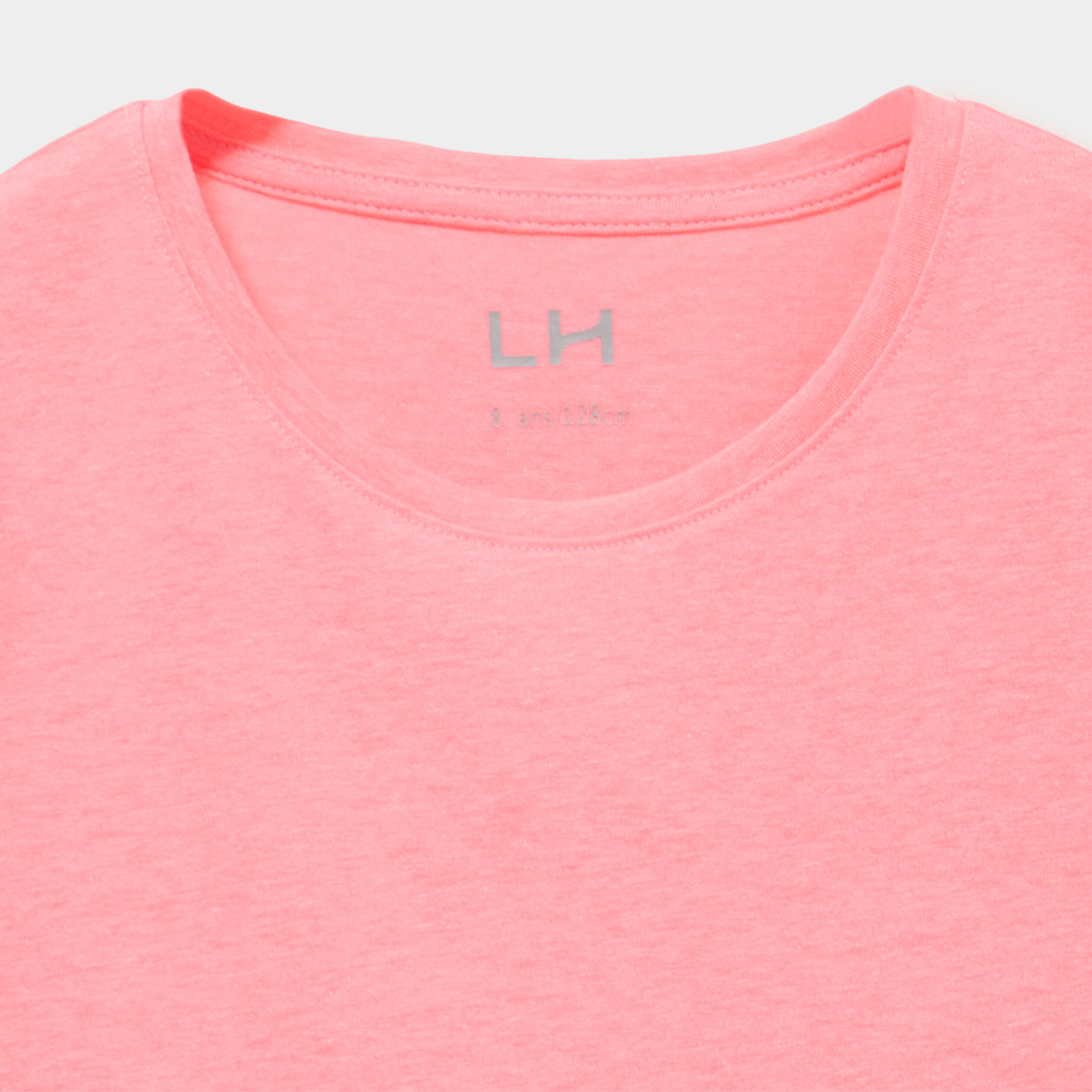 T-shirt col rond manches courtes rose fluo fille