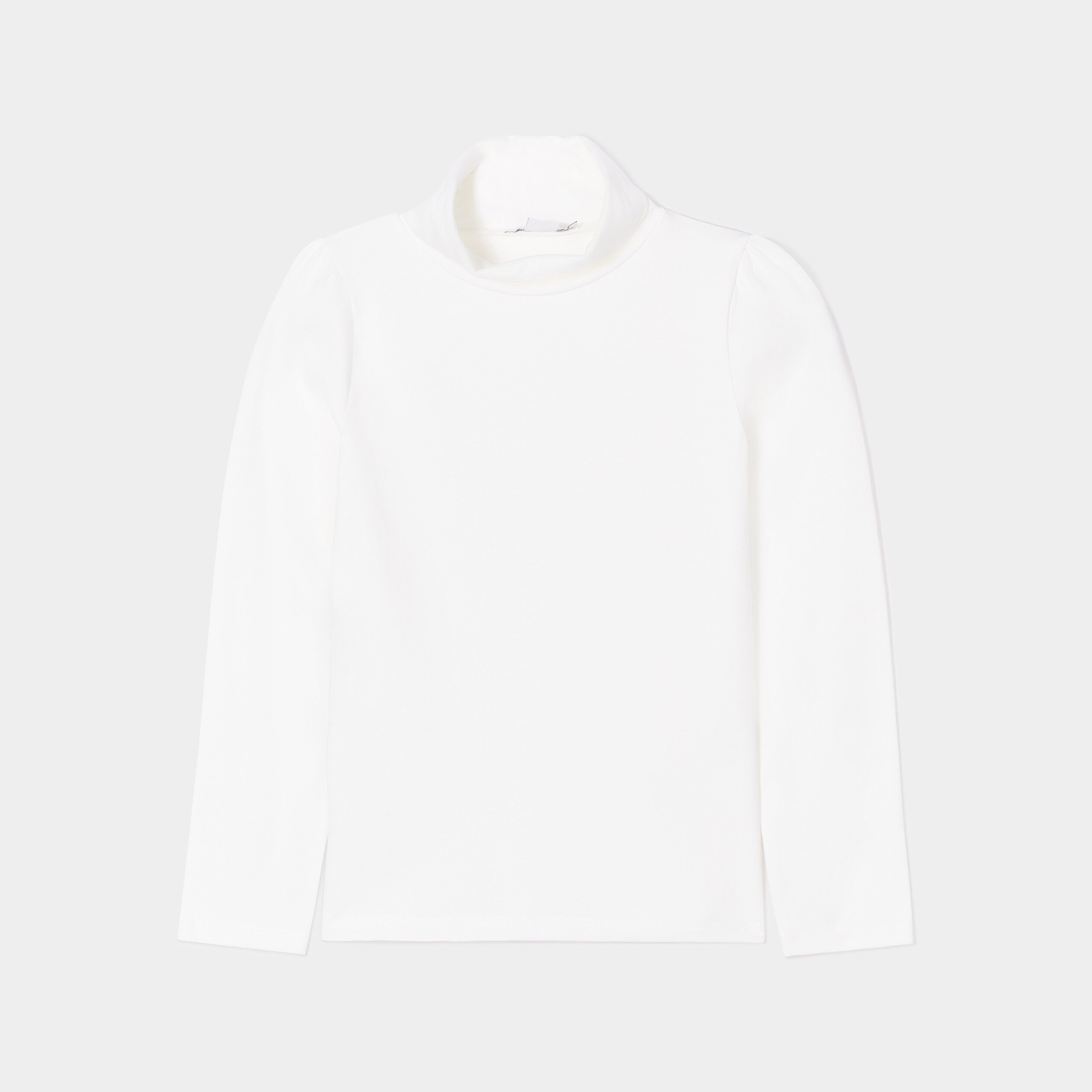 t shirt col roule manches longues coton ecru fille T-shirt col roulé manches longues coton ecru fille
