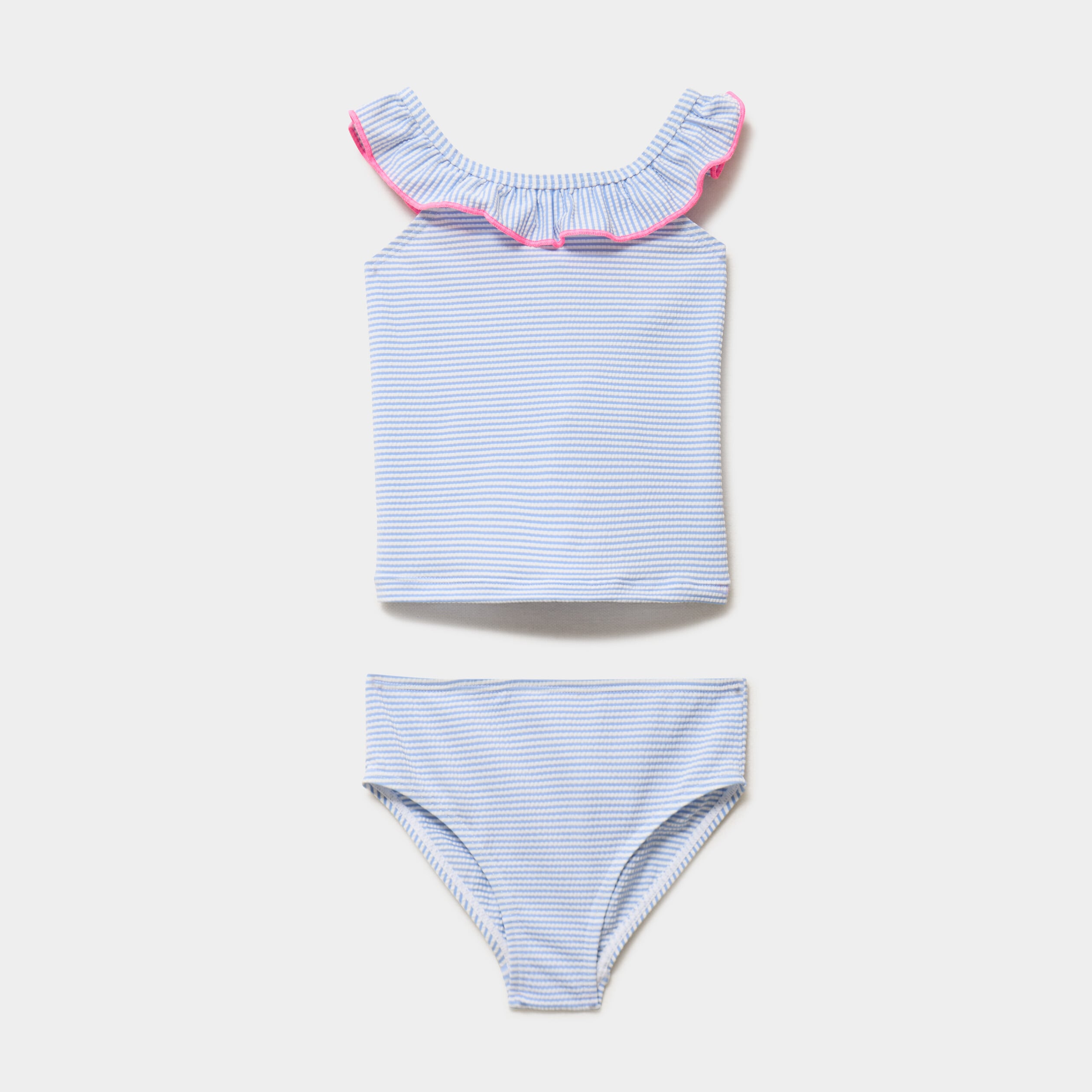 Maillot de bain 2 pi&egrave;ces volants bleu clair b&eacute;b&eacute; fille